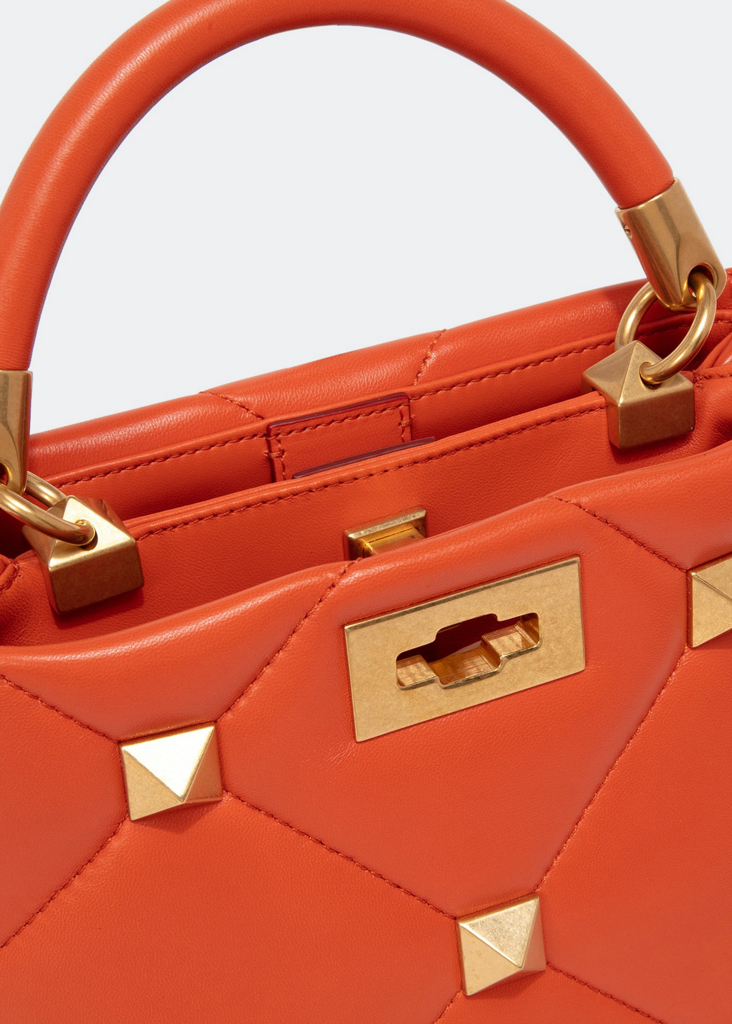 Roman stud top handle bag, Orange