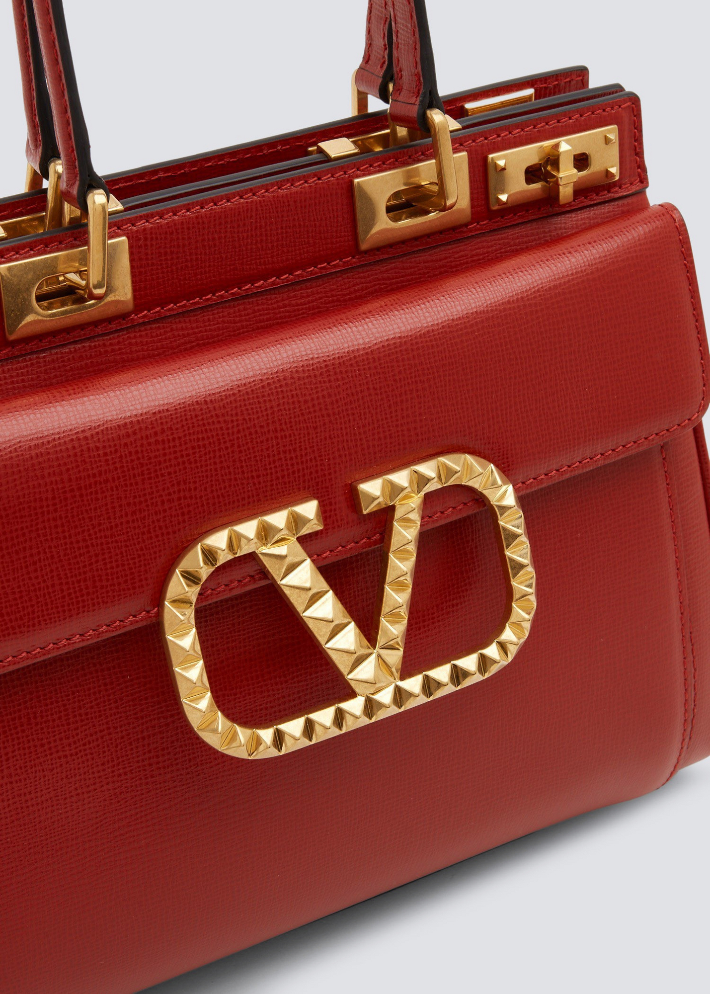 Rockstud Alcove top handle bag, Red