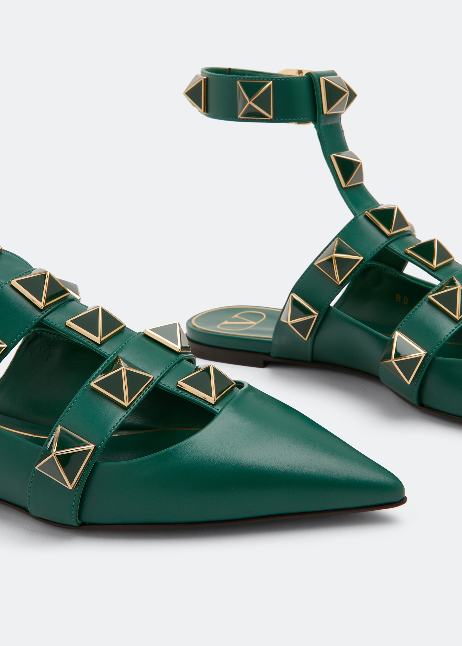 Roman Stud ballet flats, Green
