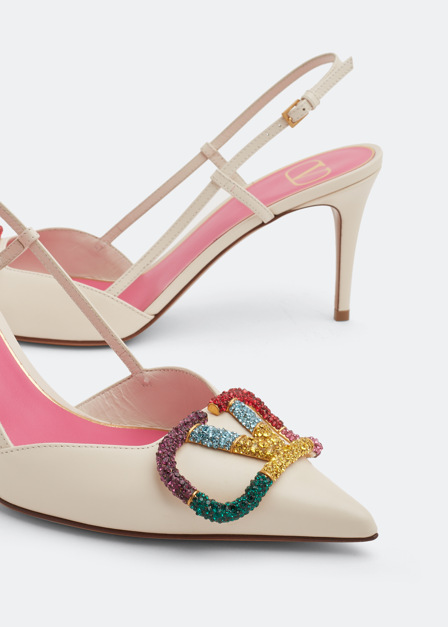 VLogo Glow slingback pumps, White