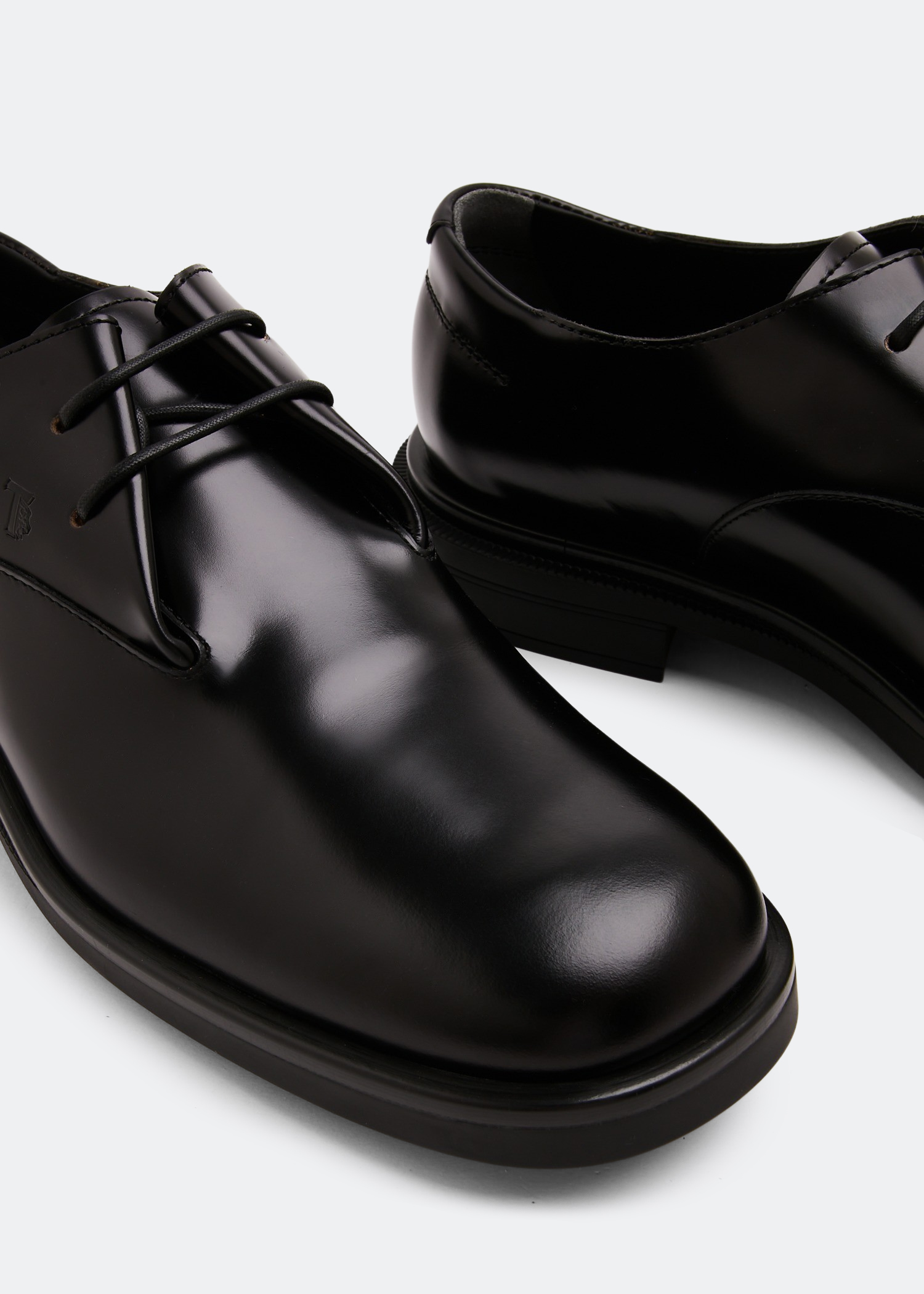 Leather Derby lace-up shoes, Black