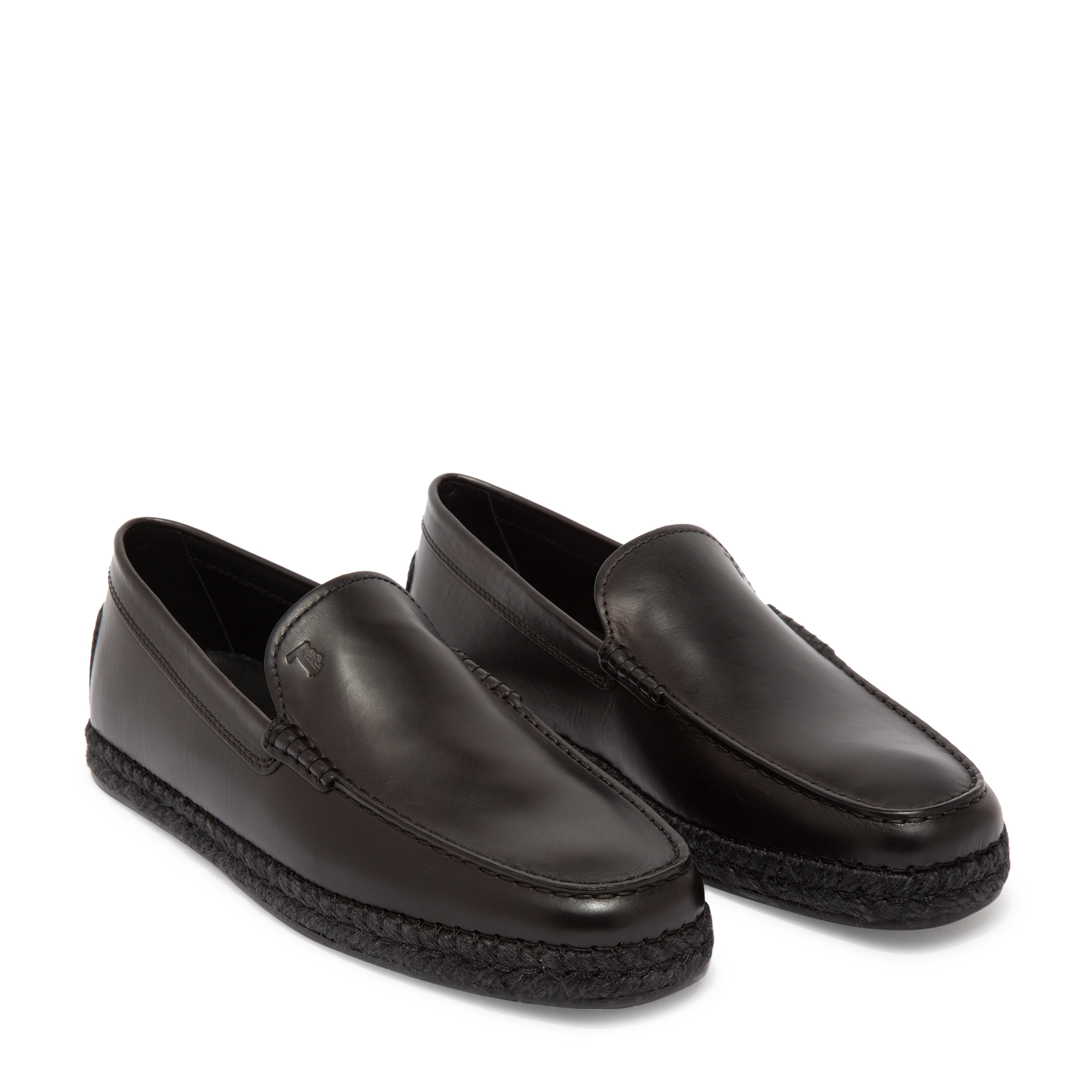 Leather slip-on loafers, Black