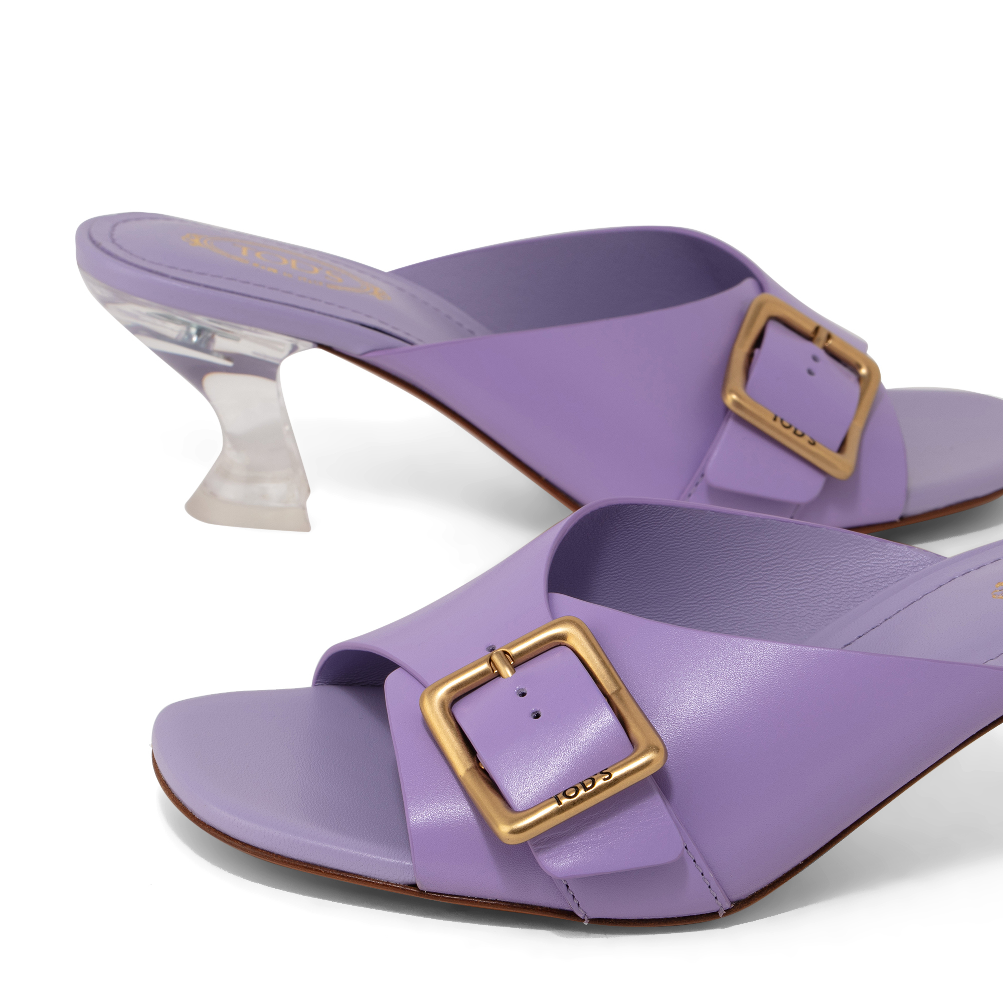Leather sandals, Purple