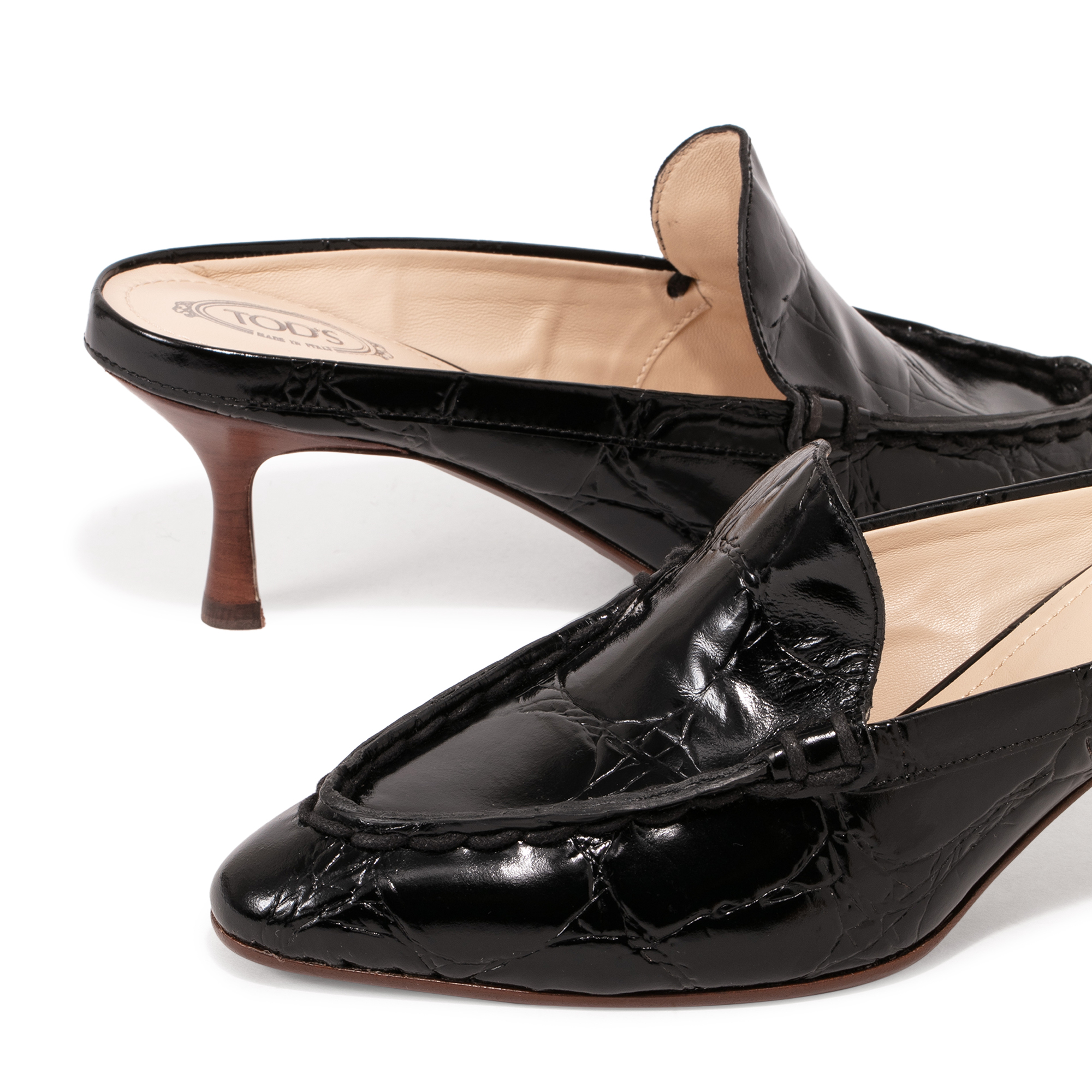 Leather mules, Black