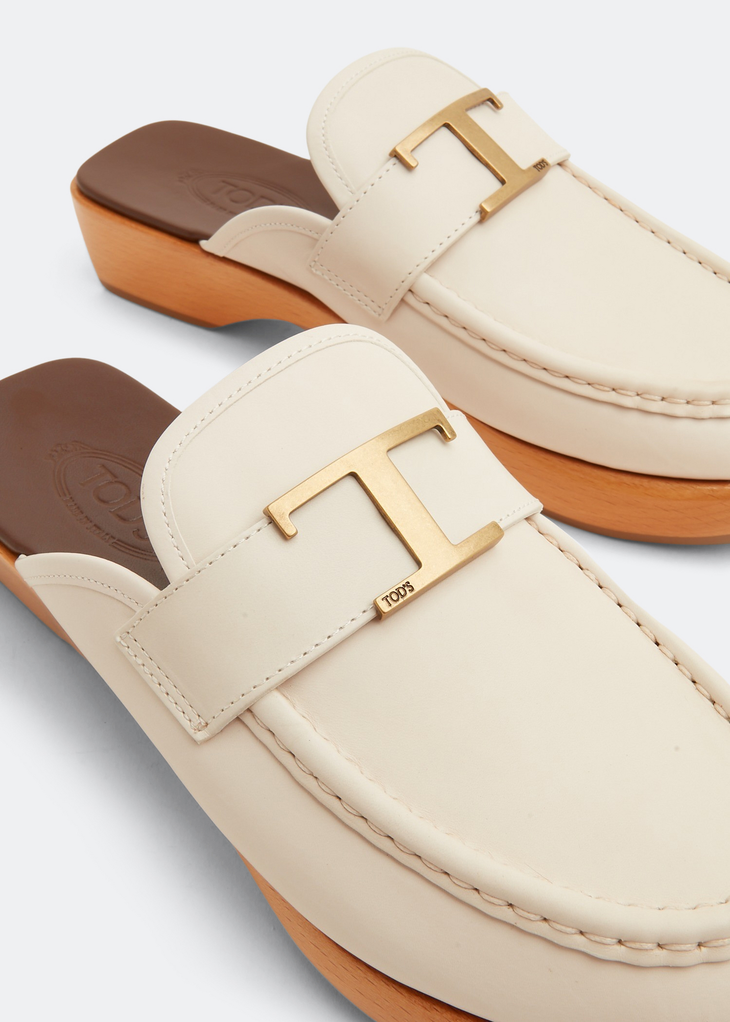 Leather mules, White
