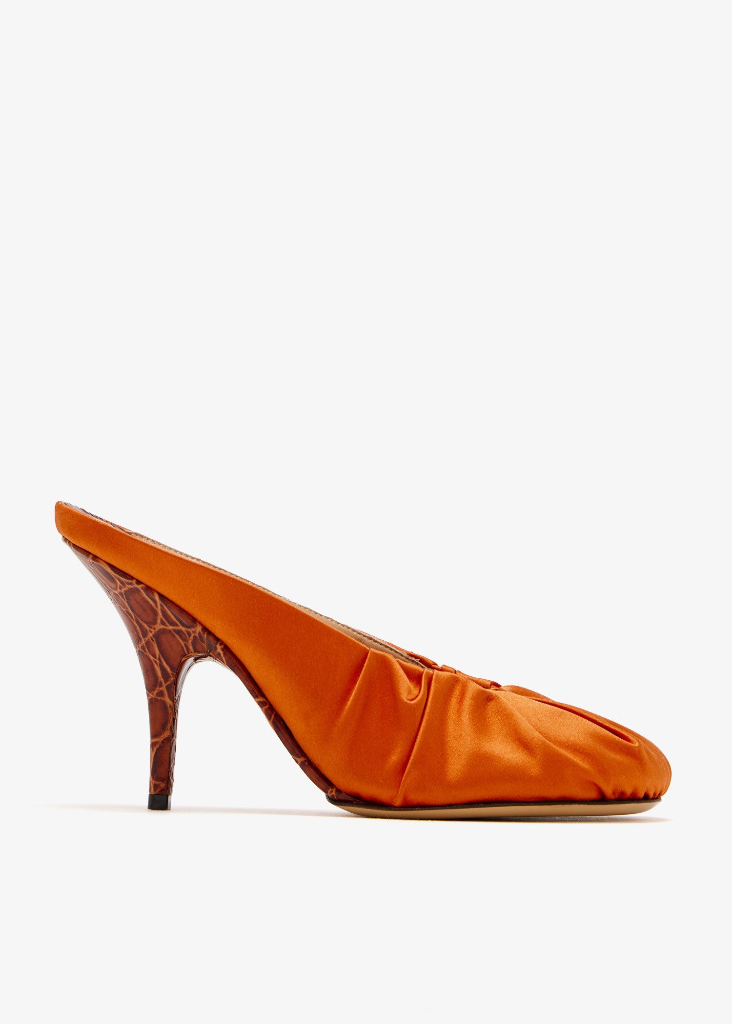 

Heeled satin mules, Orange