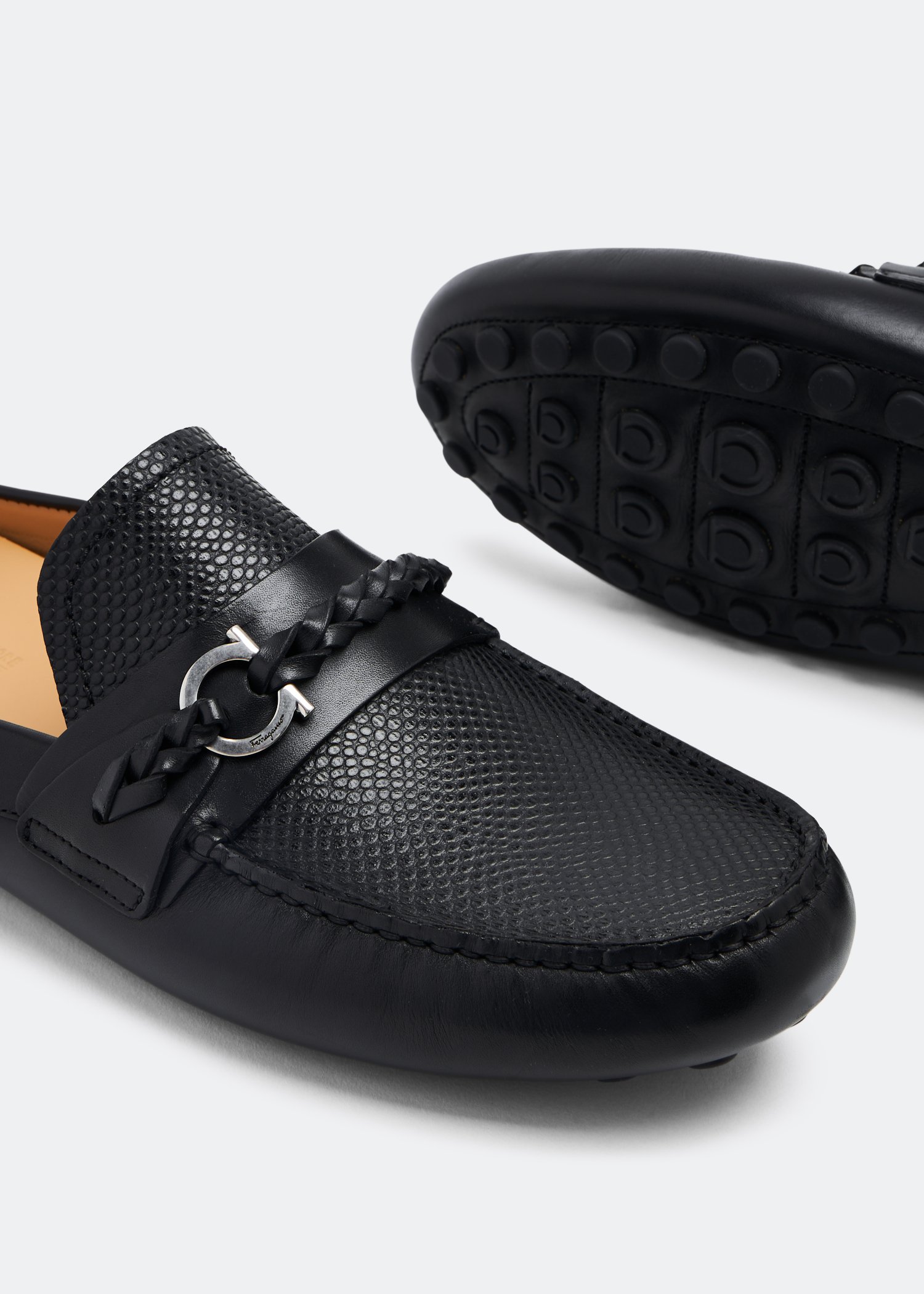 Ferragamo Leather slippers for Men Black in UAE Level Shoes