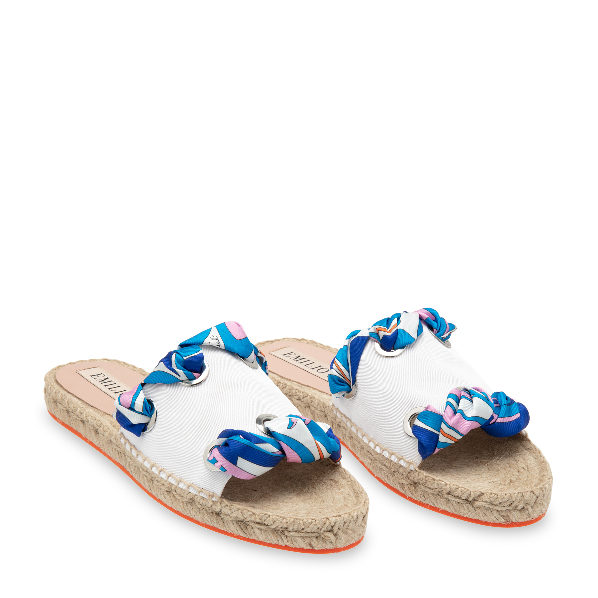 

Samoa Print Twill Espadrille Slides, White