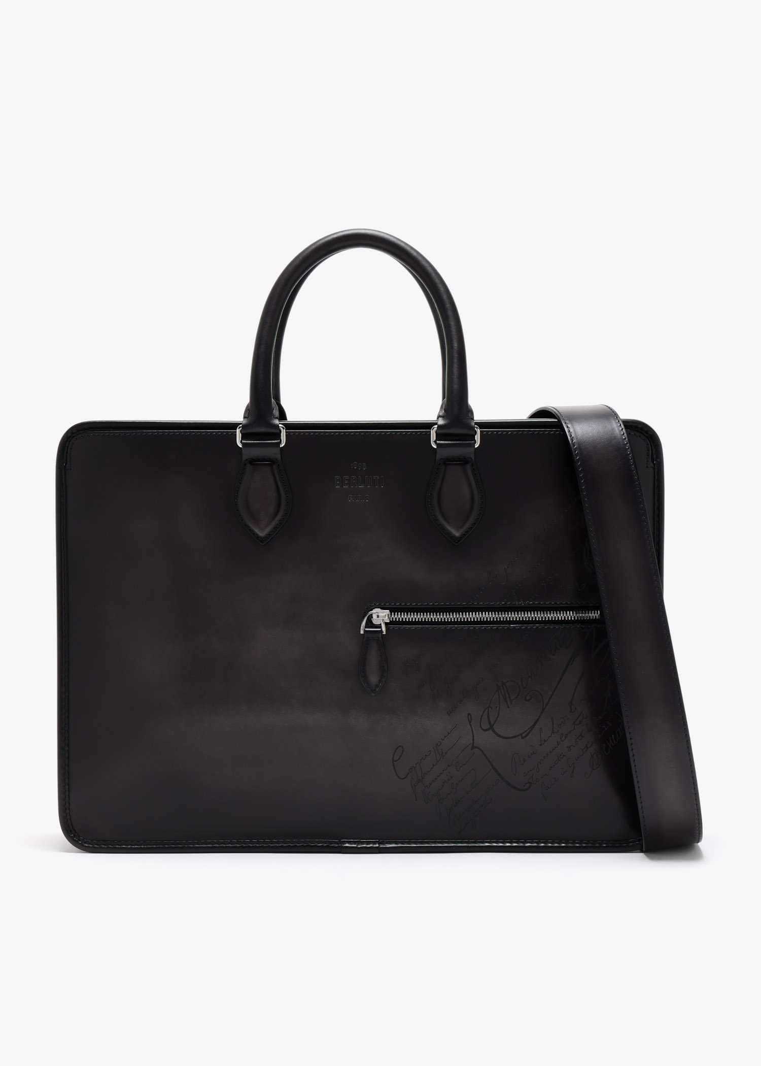 

Un Jour Scritto leather briefcase, Black