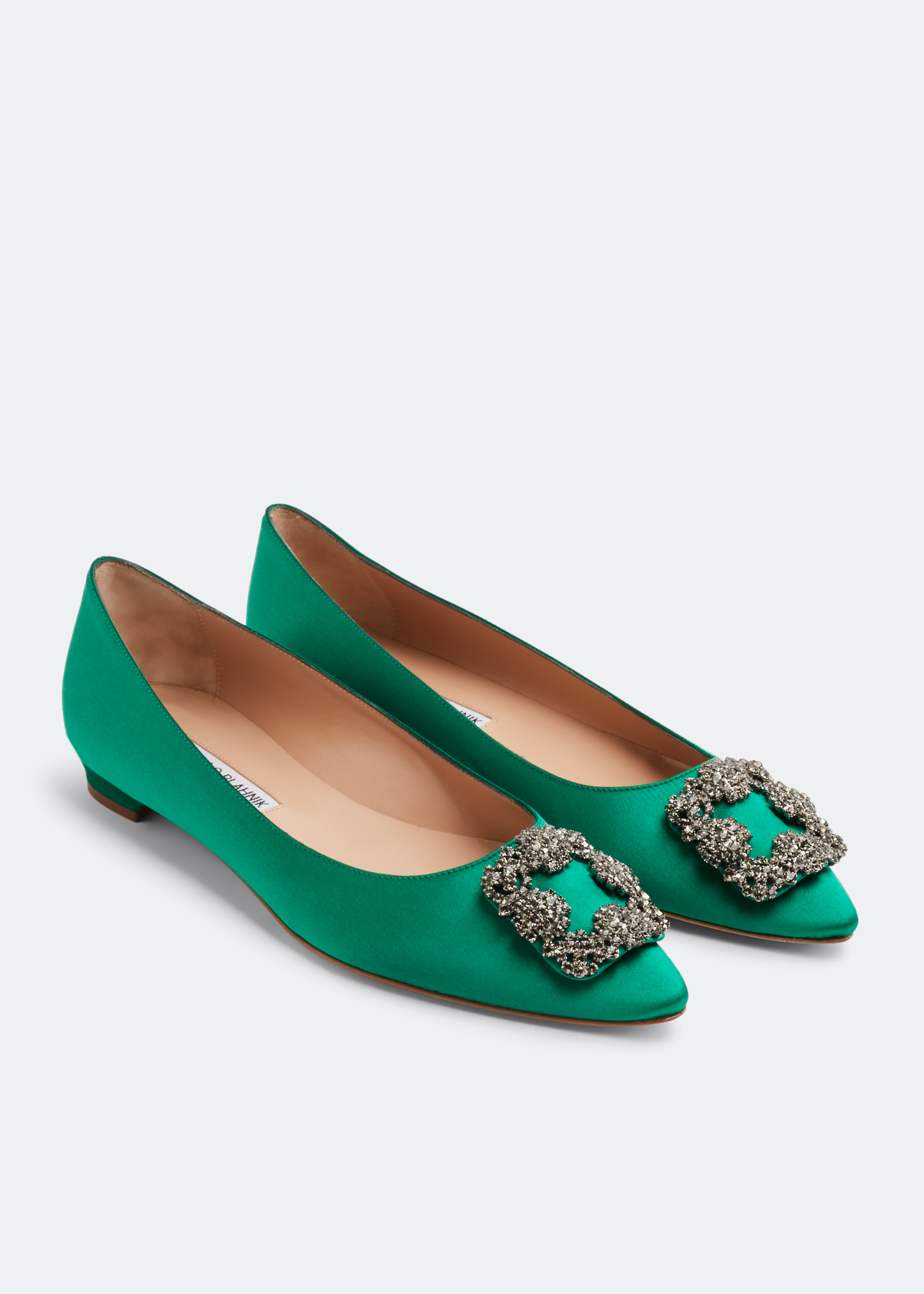 Manolo Blahnik Hangisi satin flats for Women Green in KSA Level Shoes