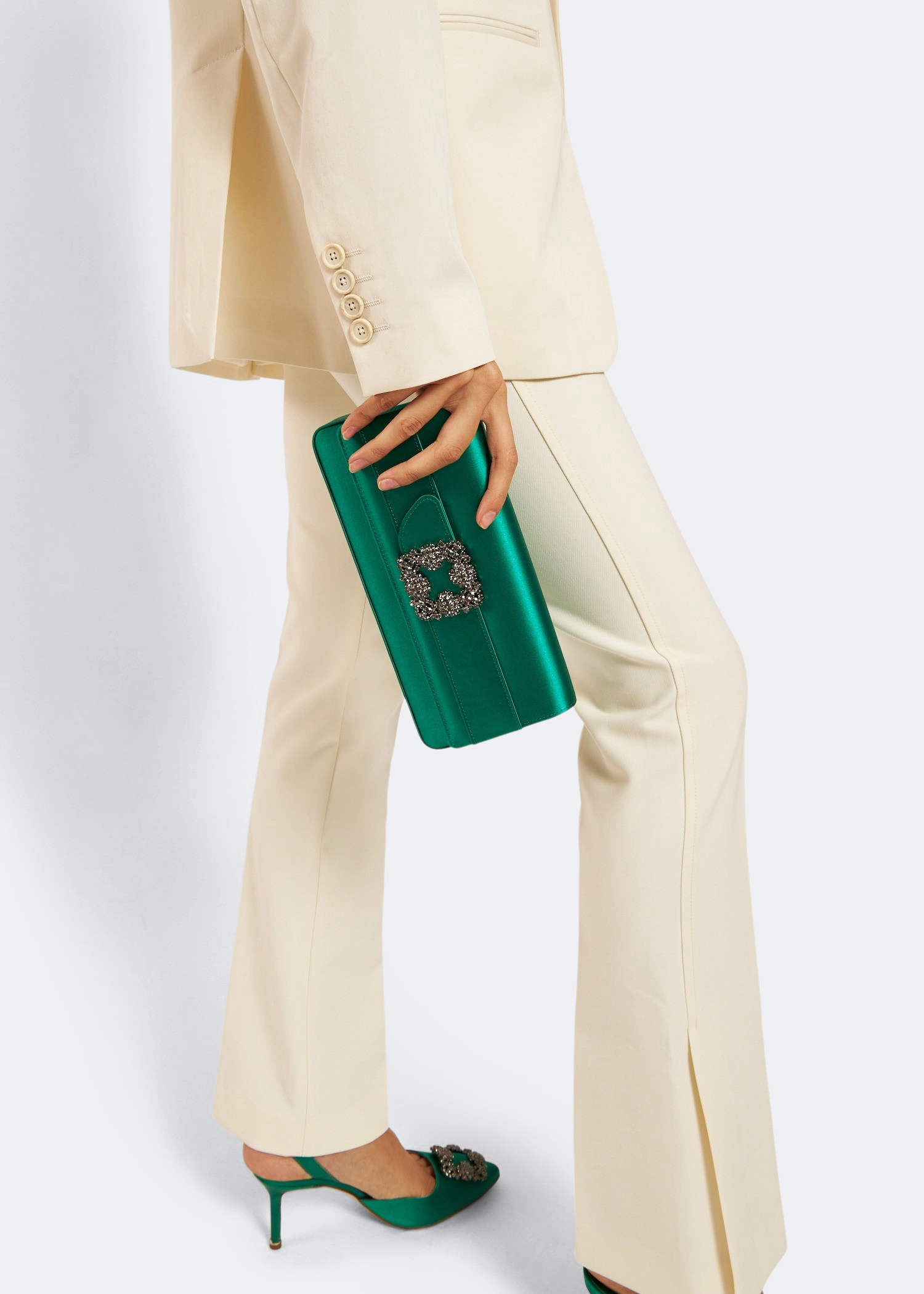 

Gothisi satin clutch, Green