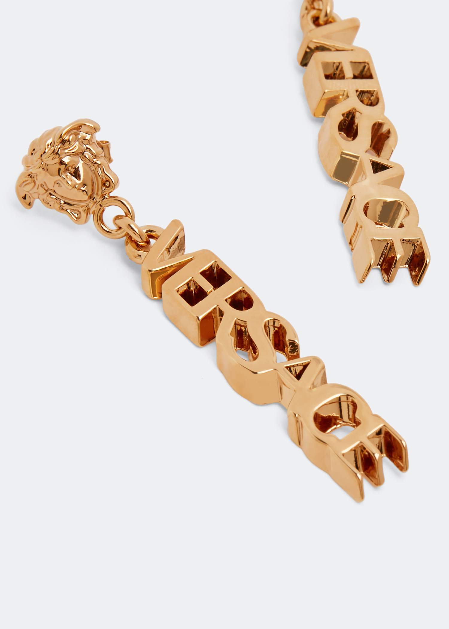 

Logo drop earrings, Gold