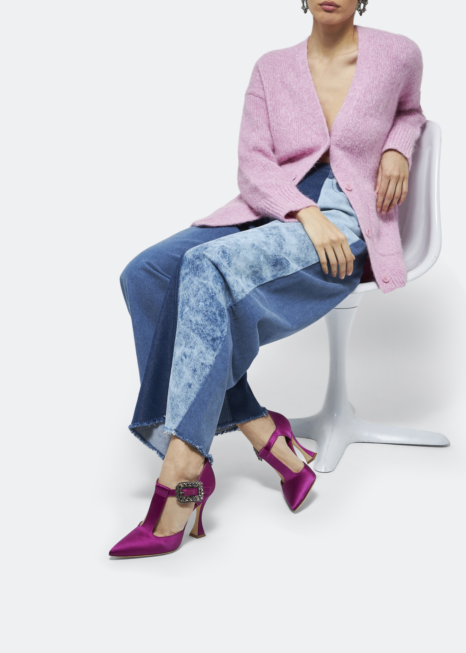 

Martura satin t-strap pumps, Pink