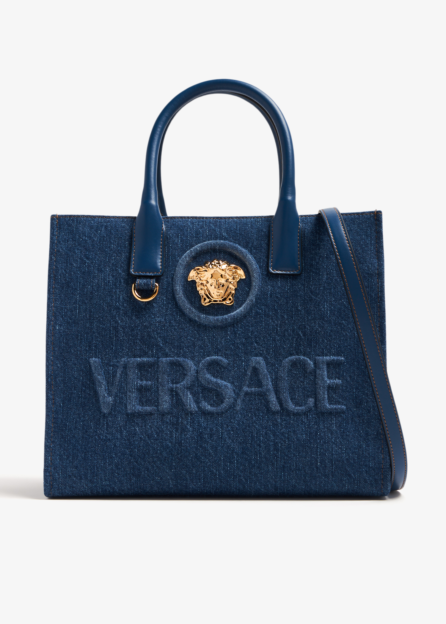 

La Medusa small denim tote bag, Blue