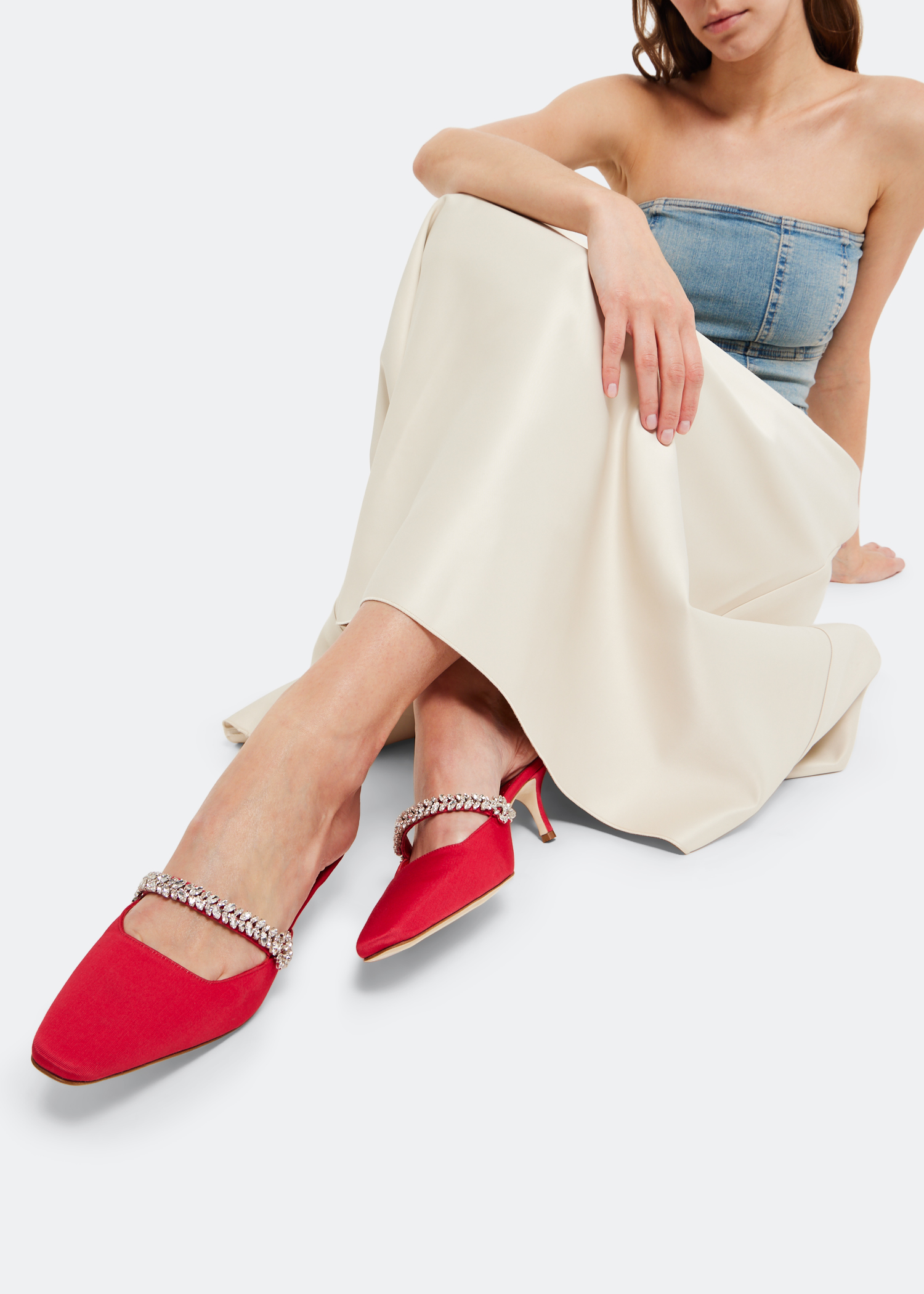 

Kanembamu grosgrain mules, Red