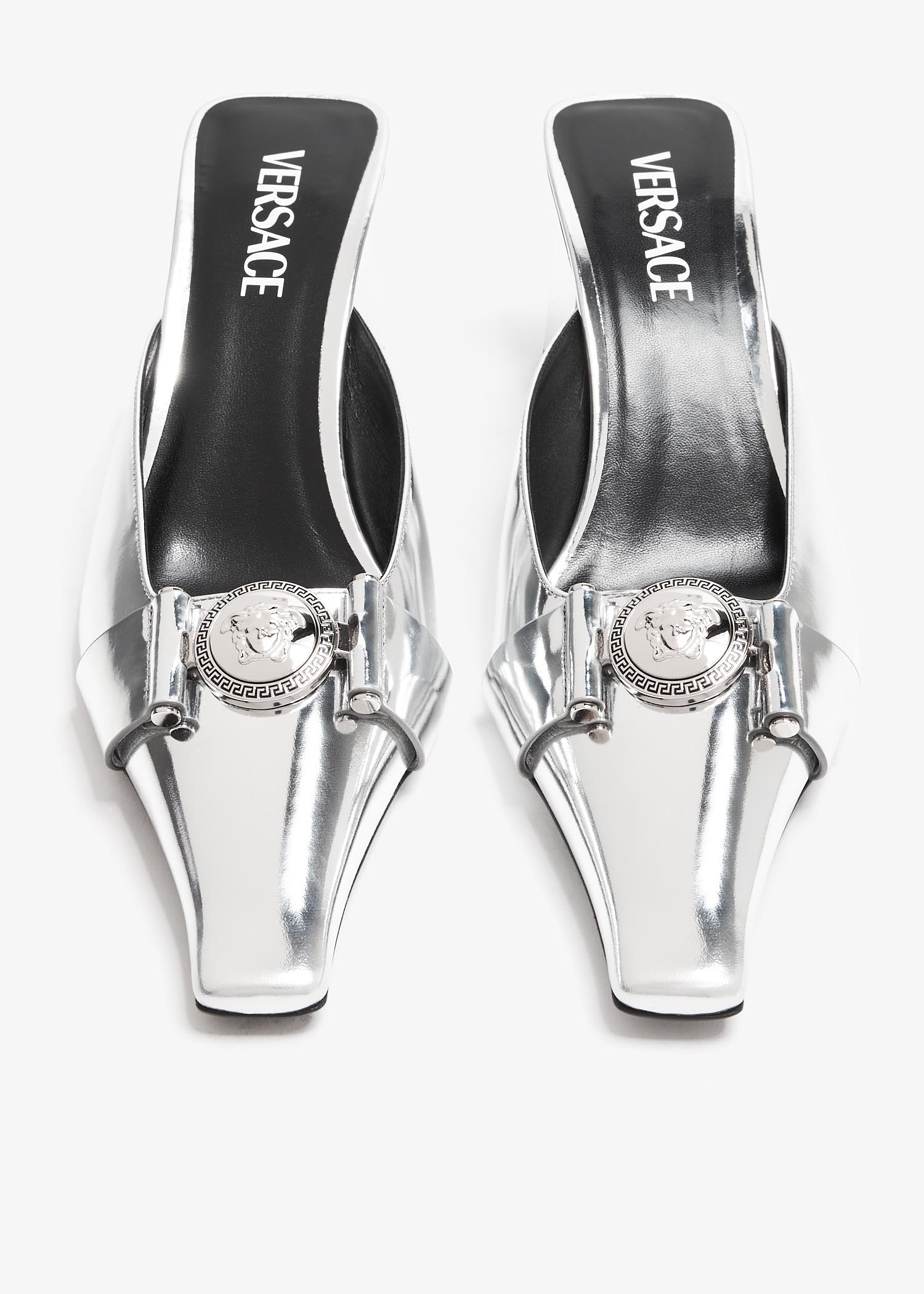 Versace Medusa buckle mid mules for Women - Silver in UAE | Level  