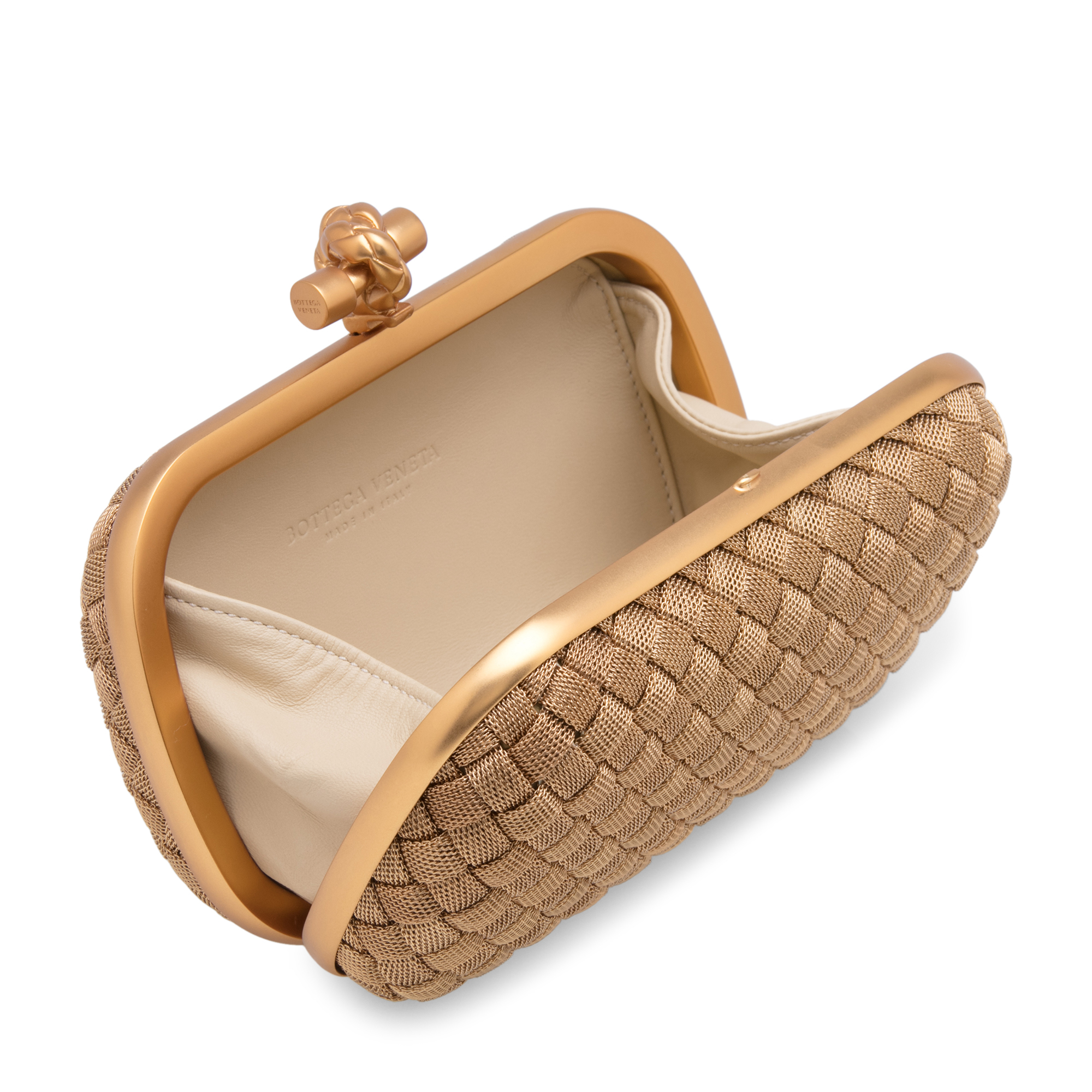Bottega veneta cheap gold knot clutch
