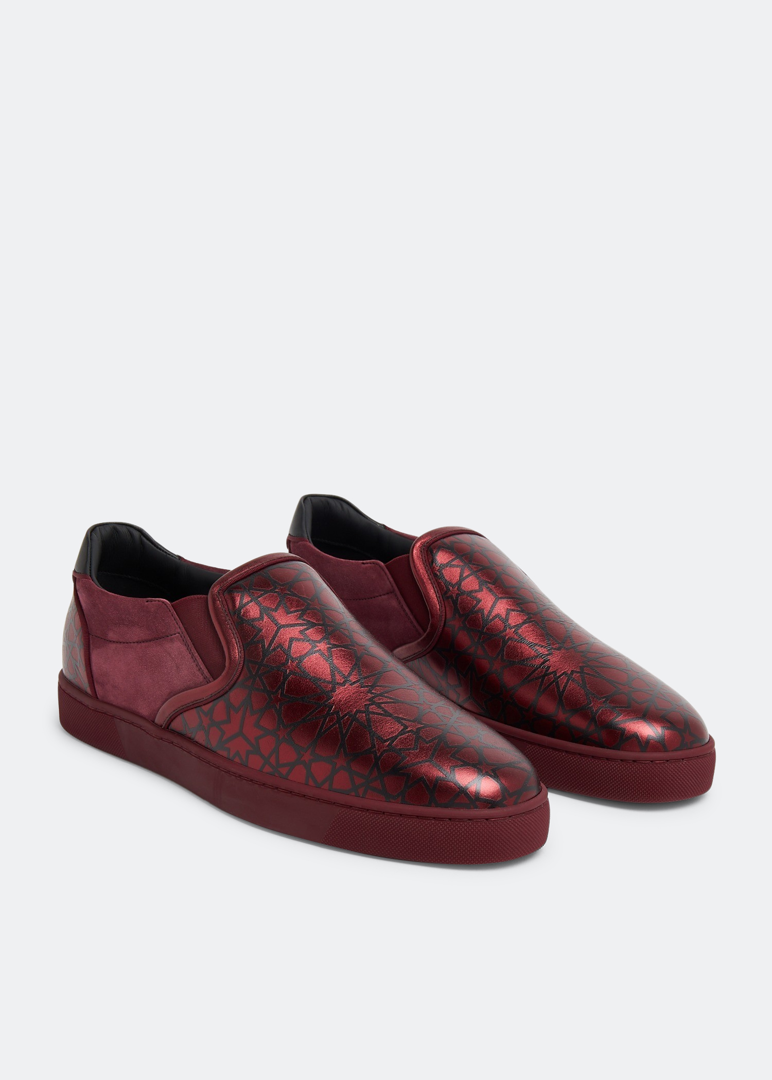 Red leather slip on sneakers sale
