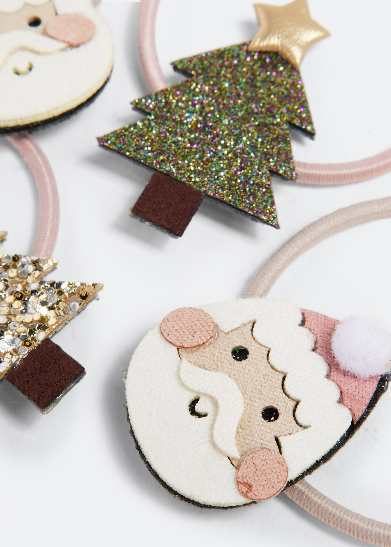 

Santa + Christmas tree hair ties, Multicolored