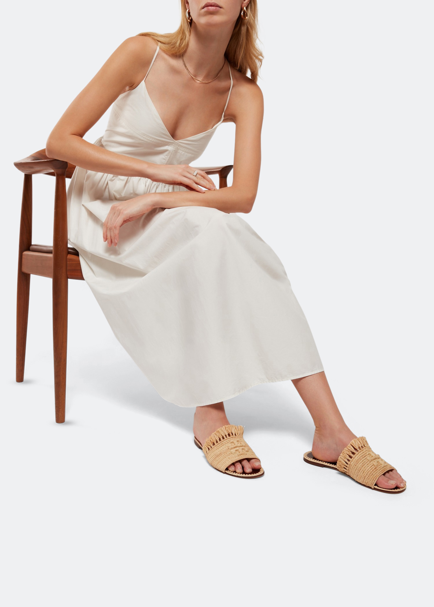 

Eleanor raffia slide sandals, Beige