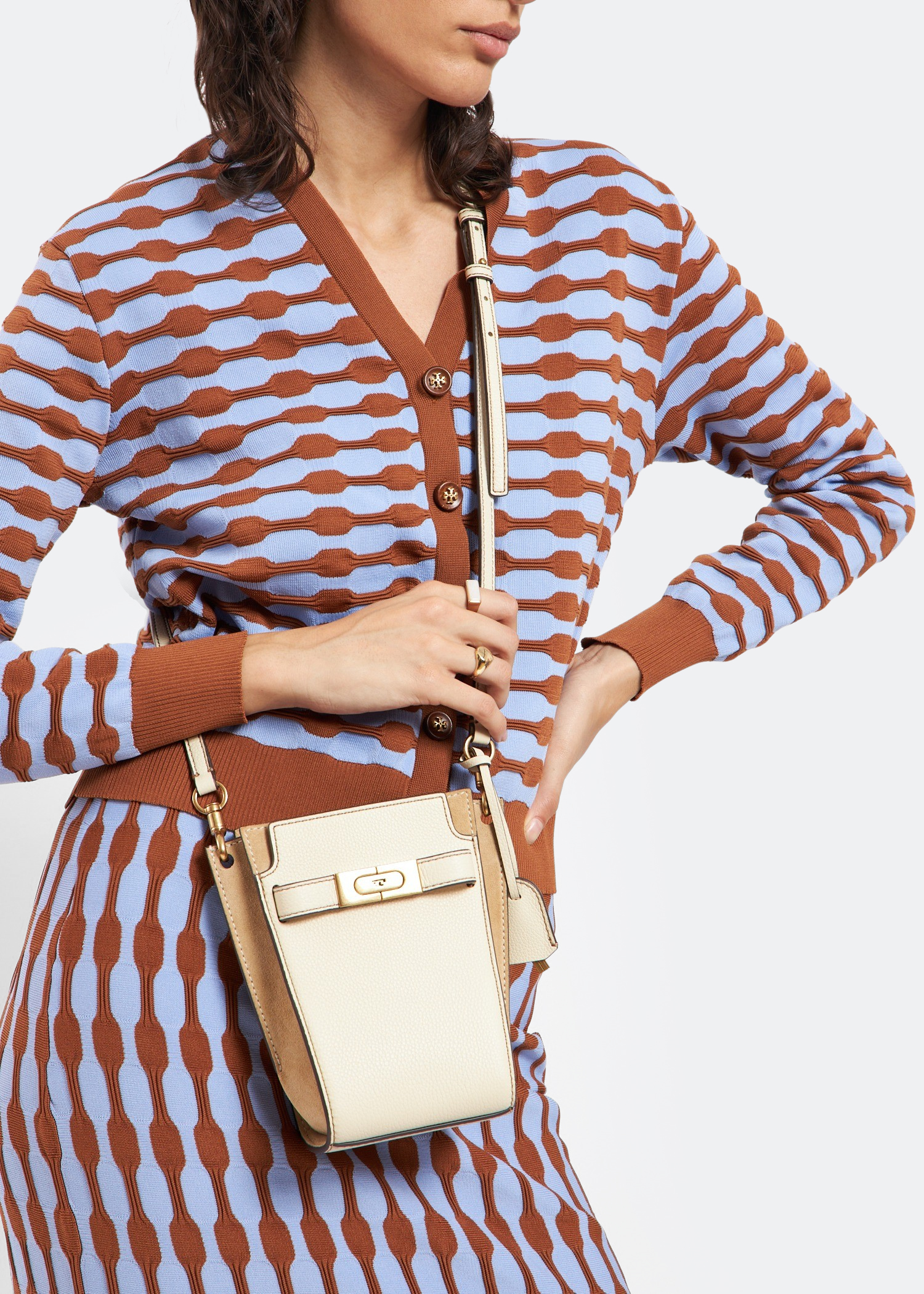 

Petite Lee Radziwill pebbled double bucket bag, Beige