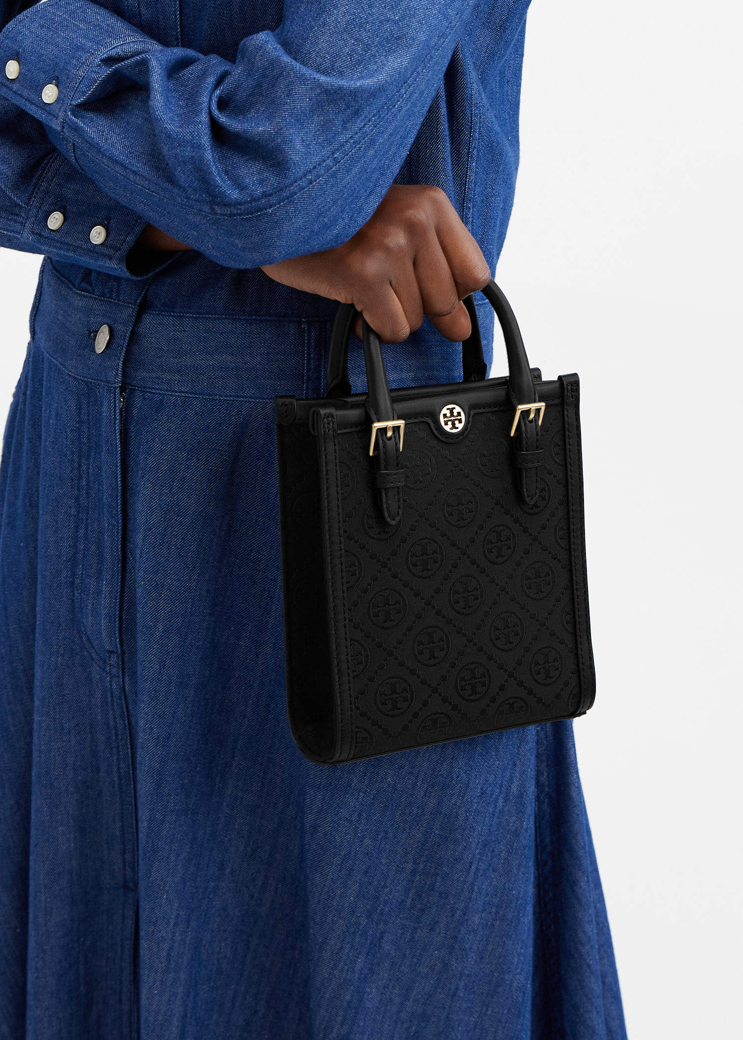 

T Monogram mini tote bag, Black