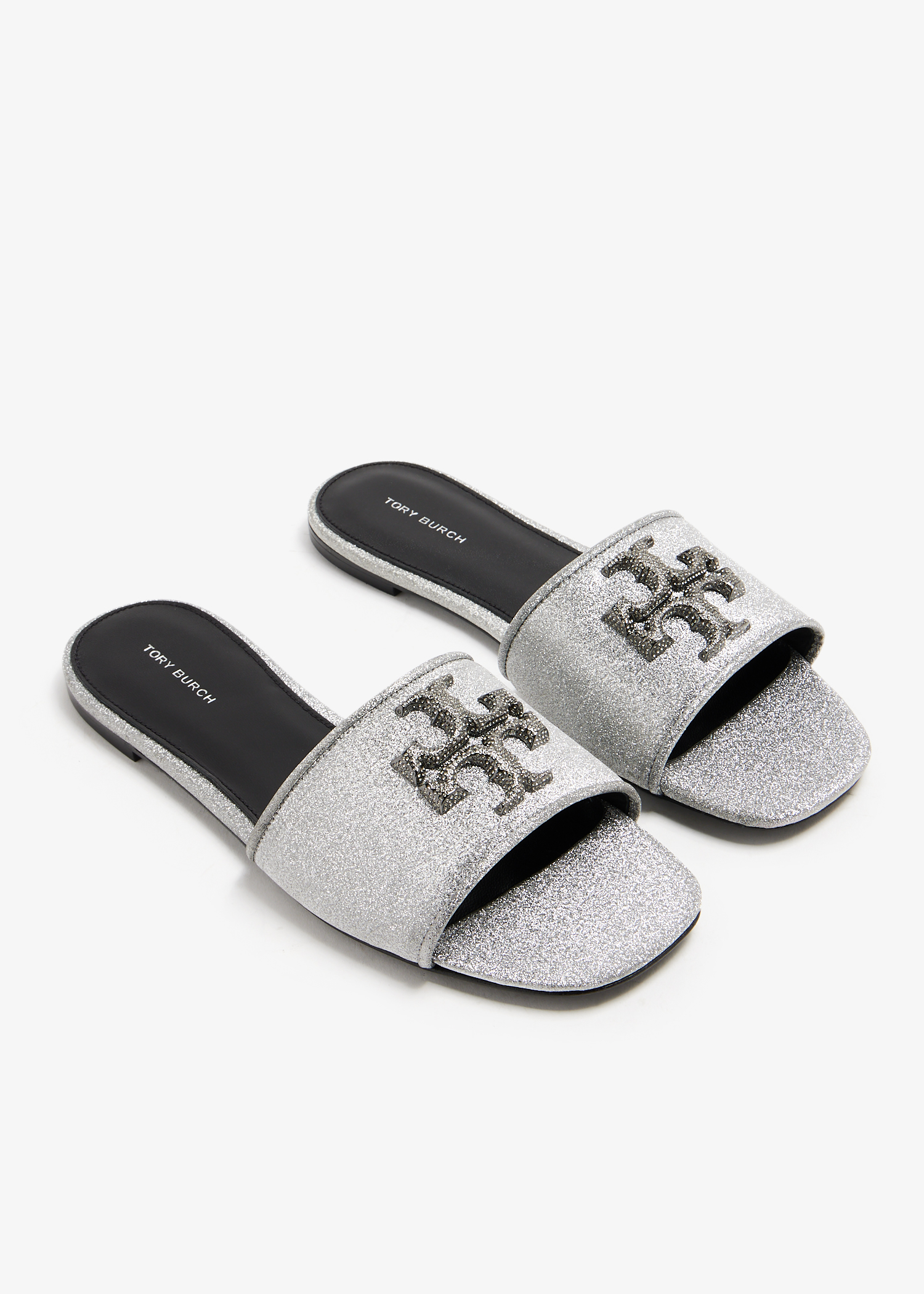 Tory burch silver slides hotsell
