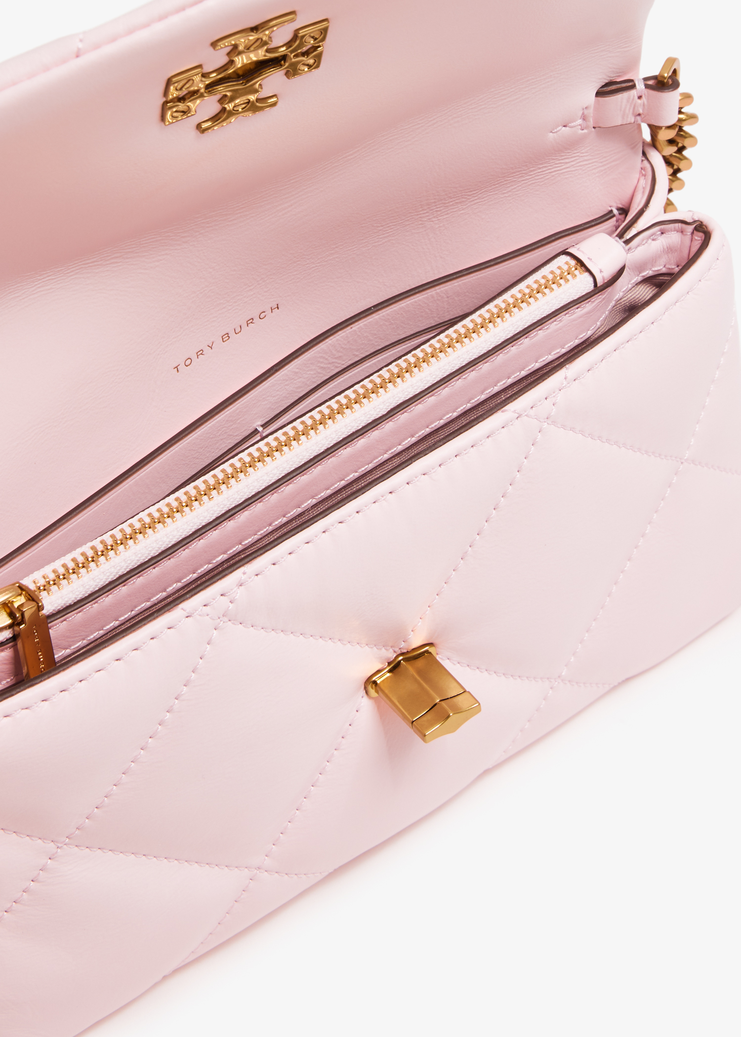 Tory Burch Kira diamond quilt chain wallet for Women - Pink Tory Burch Kira diamond quilt chain wallet for Women - Pink