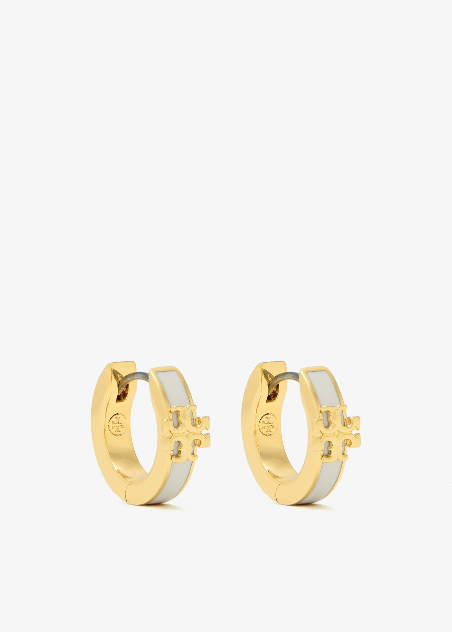 

Kira enamel huggie earrings, Gold