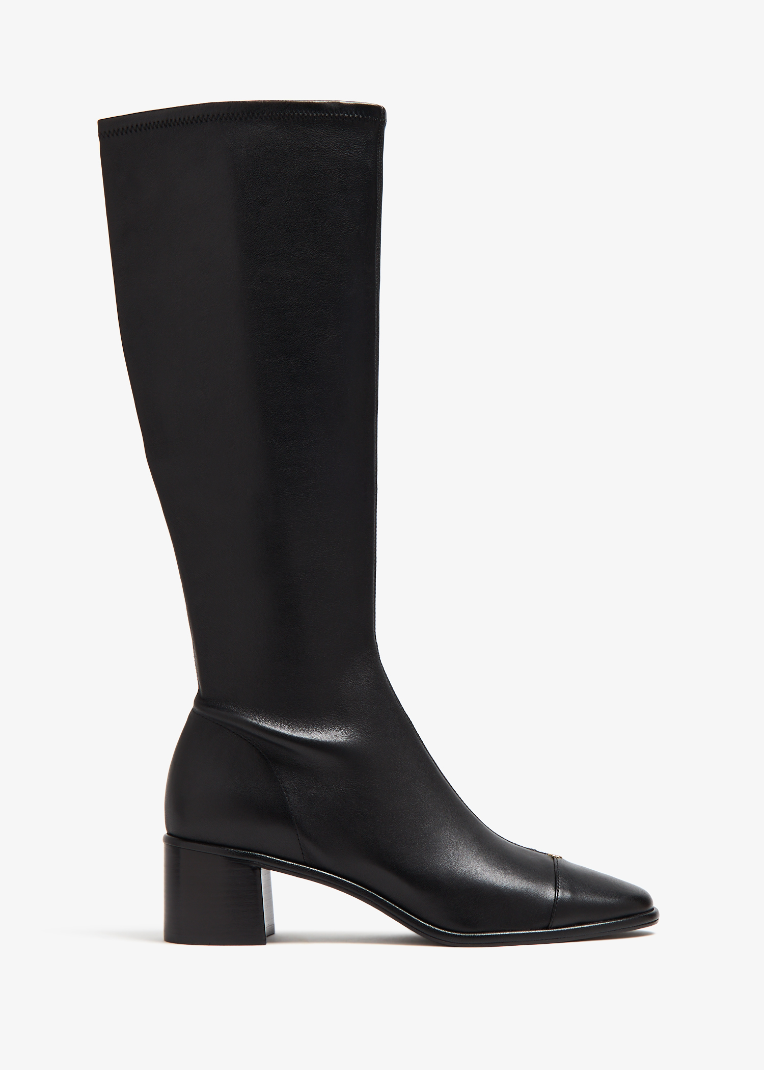 

Cap-toe knee-high boots, Black