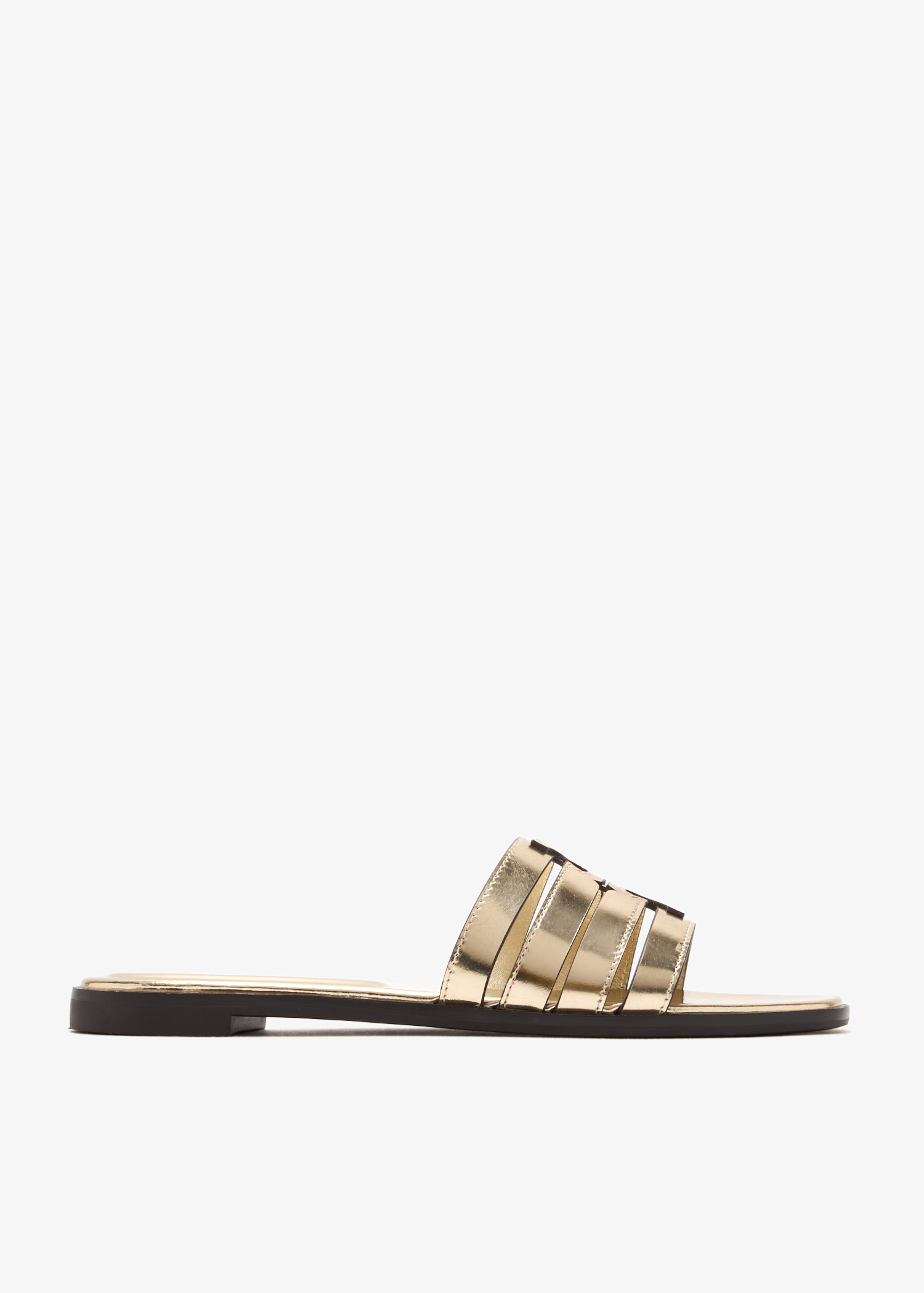 

Ines cage slide sandals, Gold