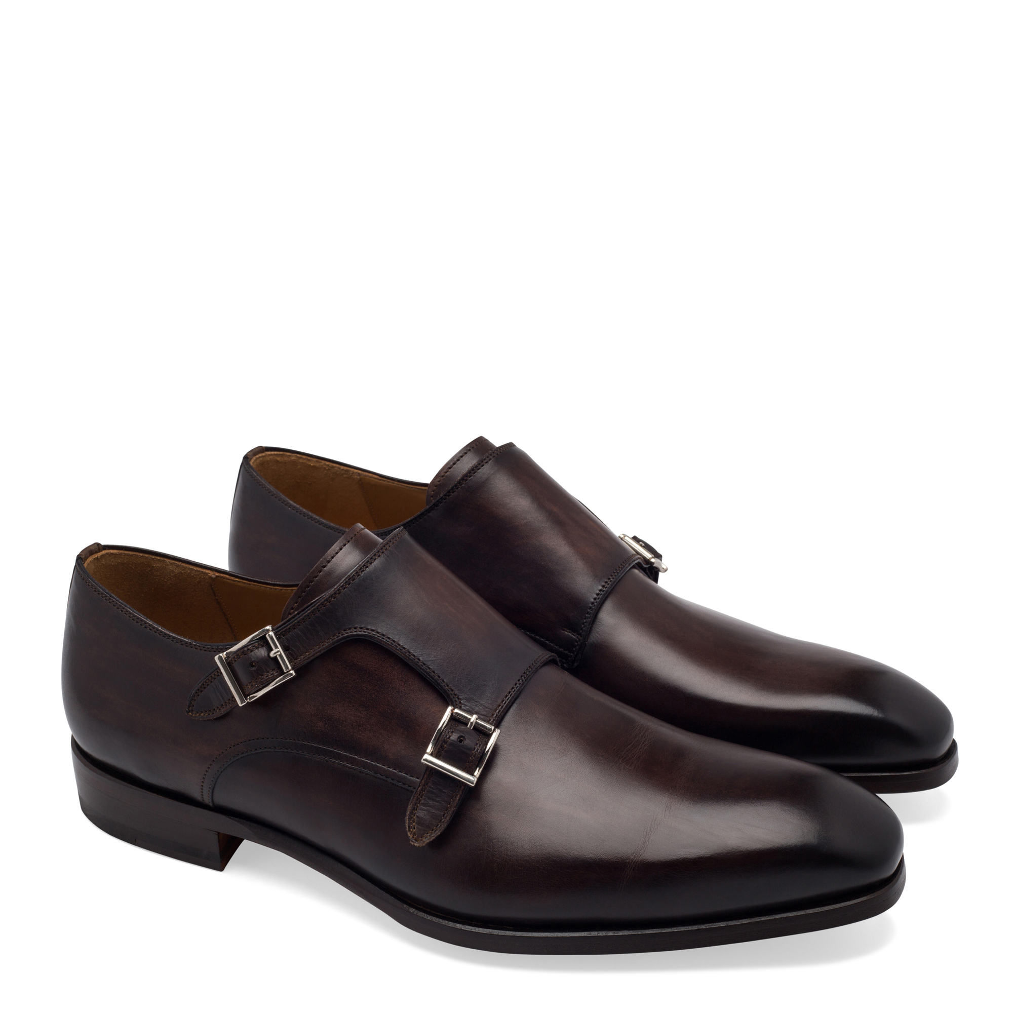 

Leather monk strap shoes, Brown
