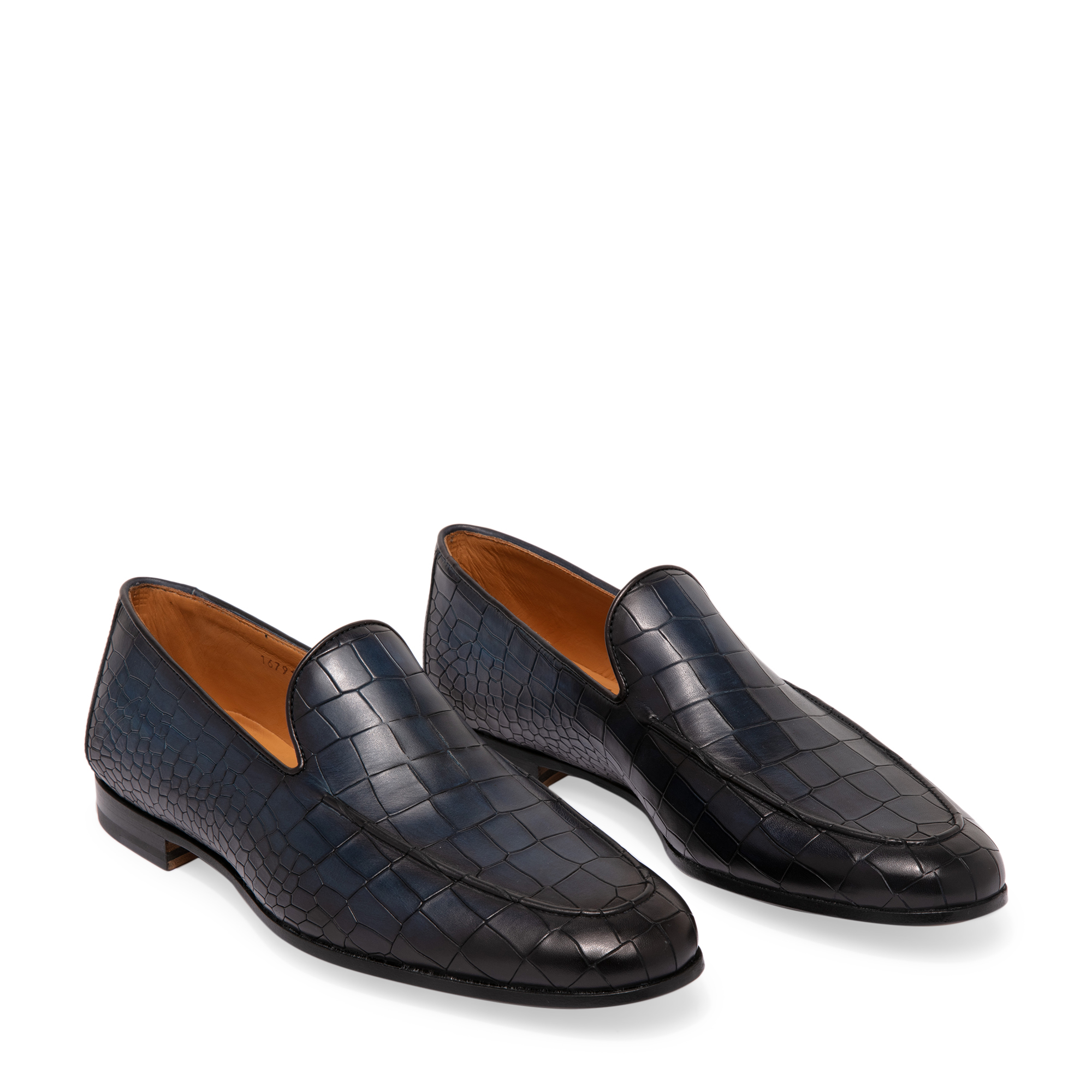 

Embossed leather loafers, Blue