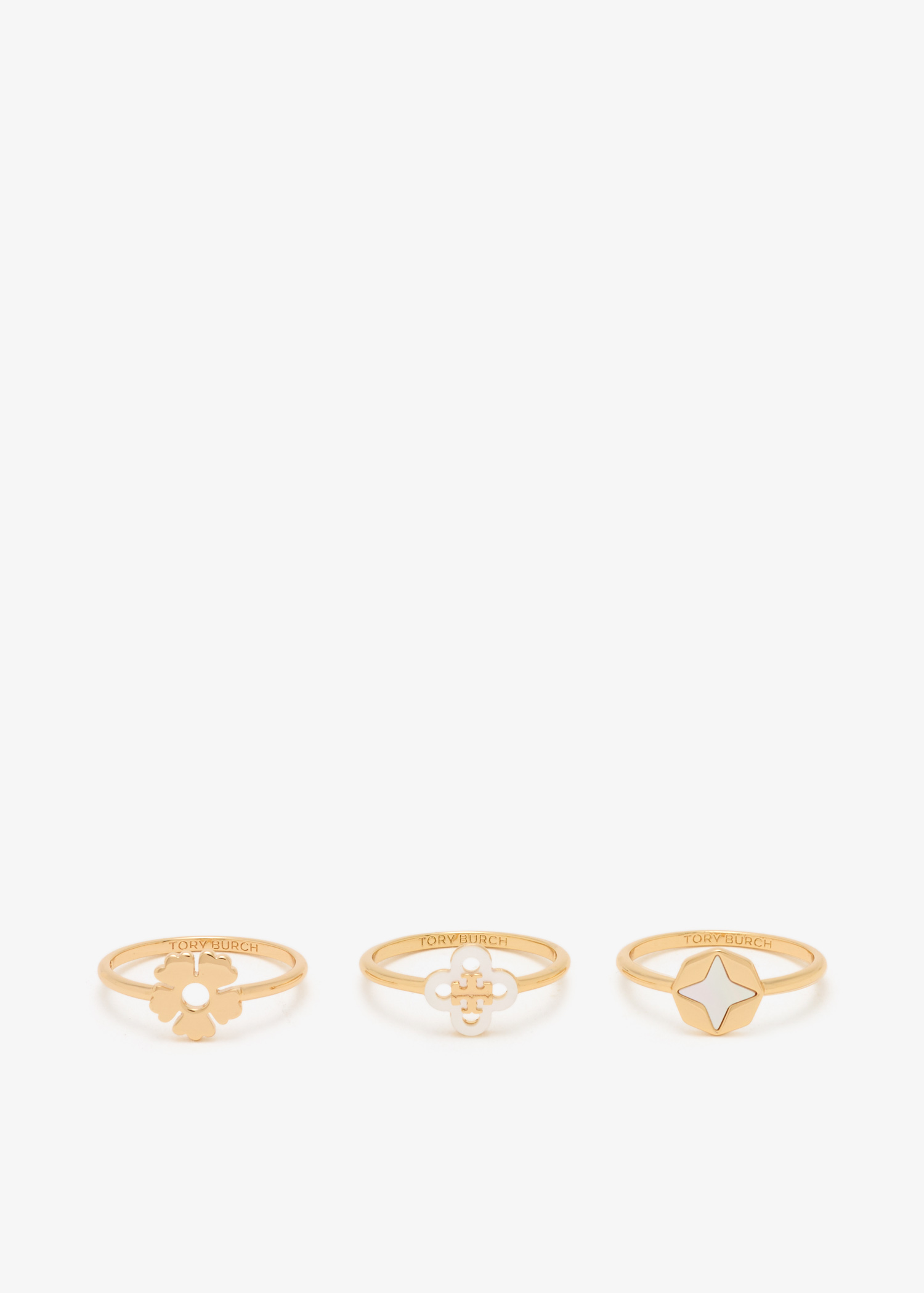 

Kira Clover stacking ring set, Gold