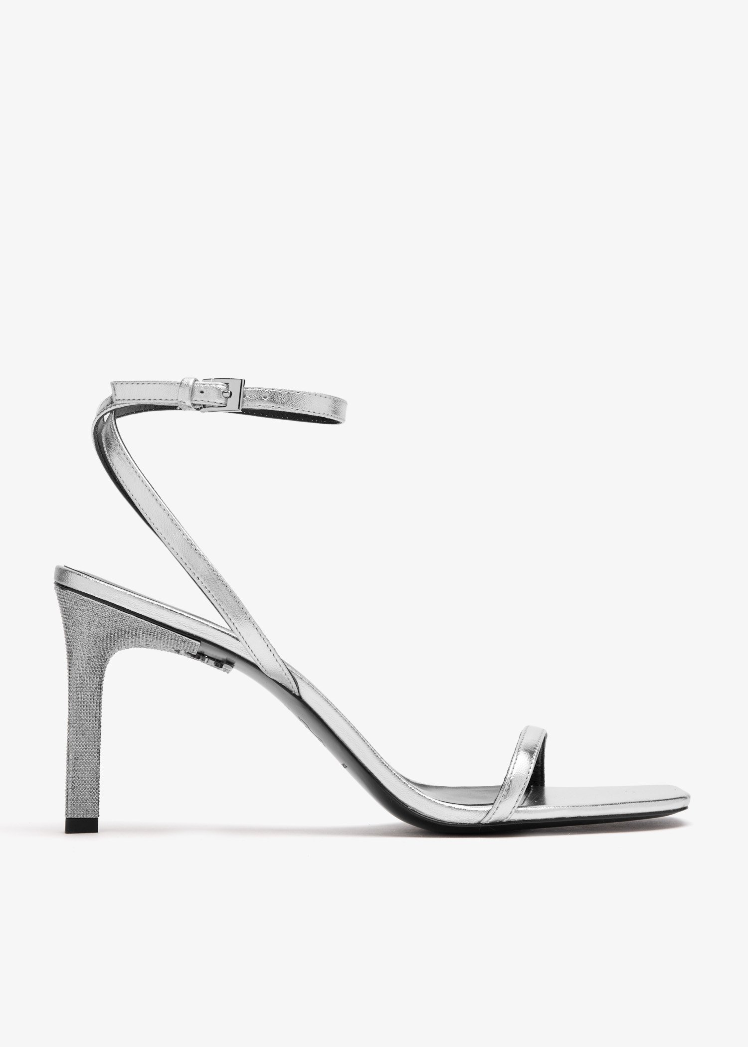 

Pavé heel sandals, Silver