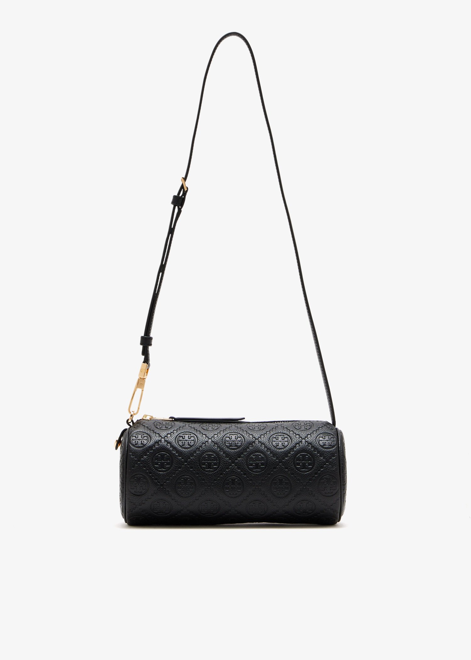 

T Monogram pebbled cylinder bag, Black