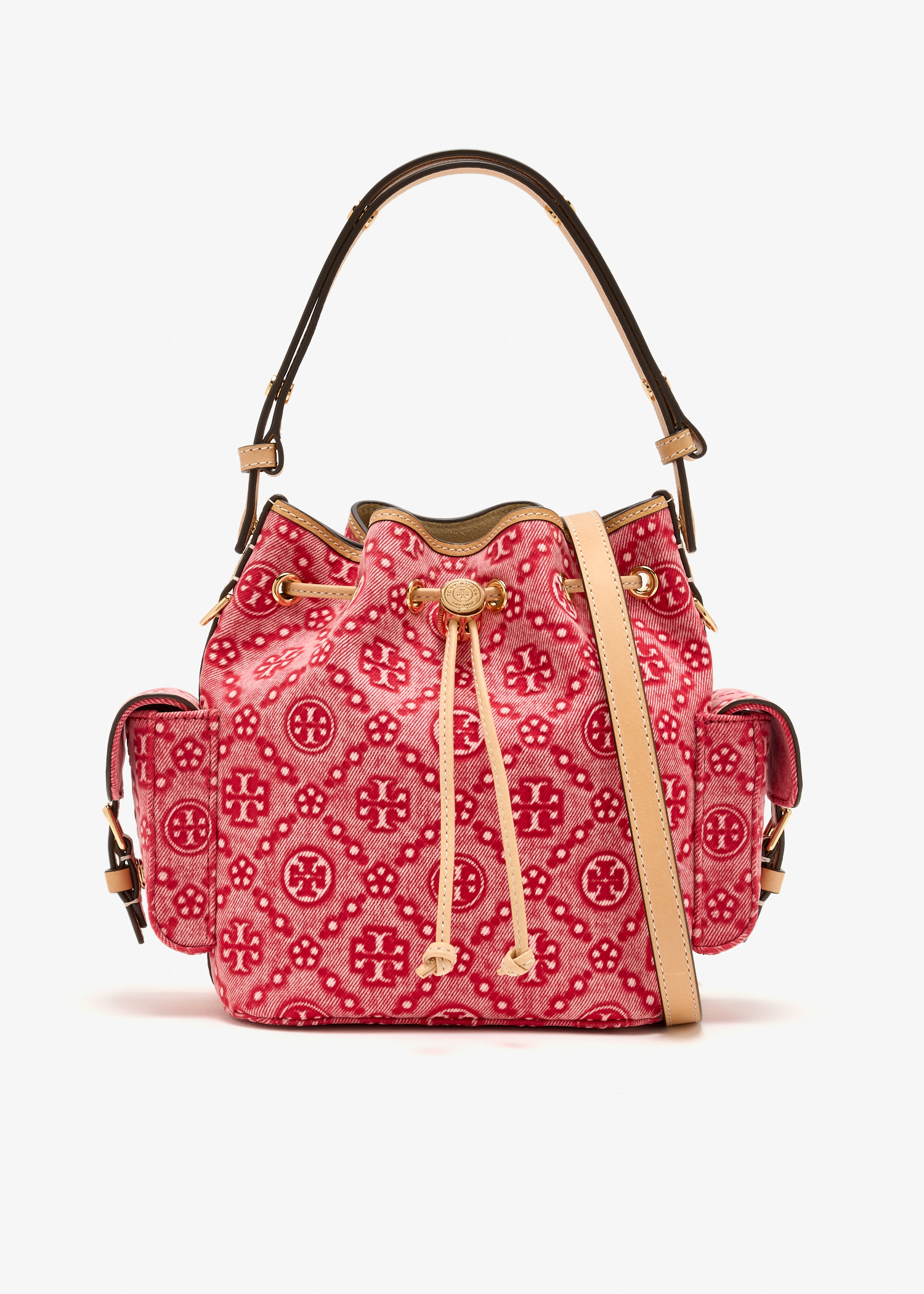

T Monogram bucket bag, Red