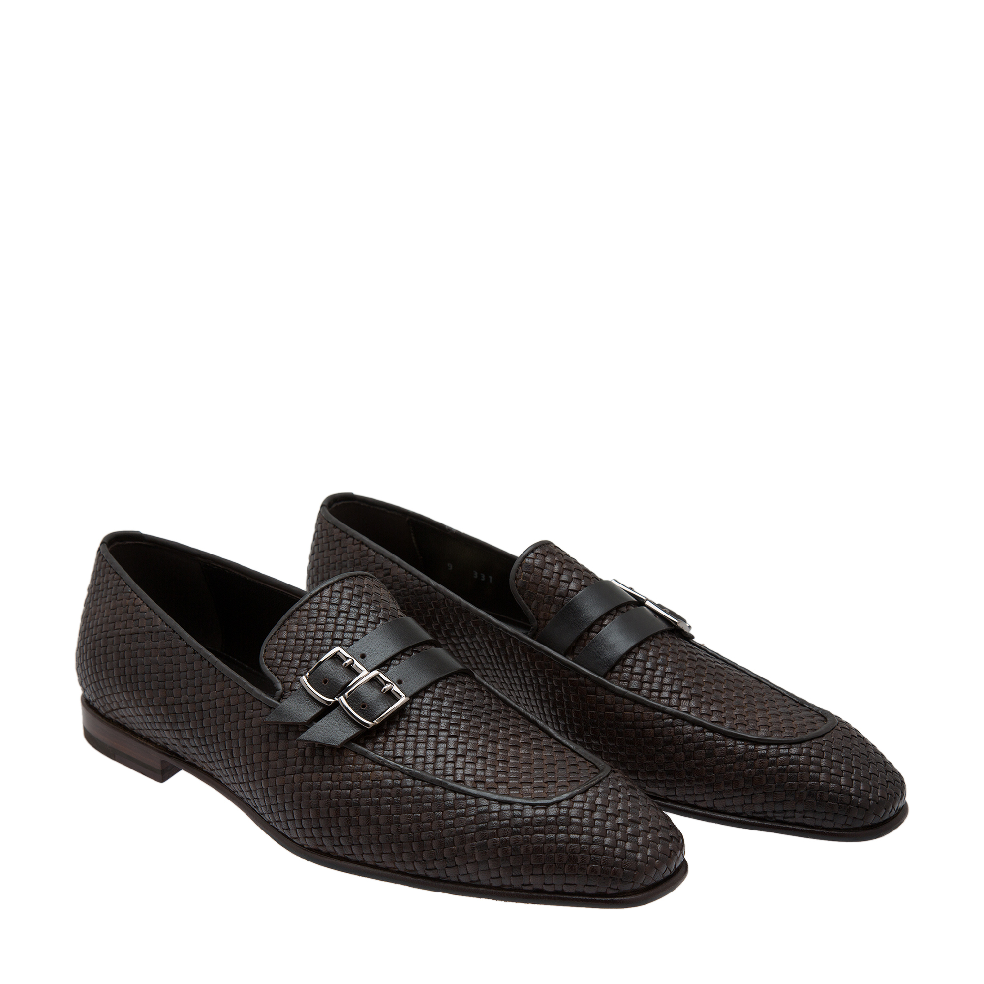 

Leather monk-strap loafers, Brown