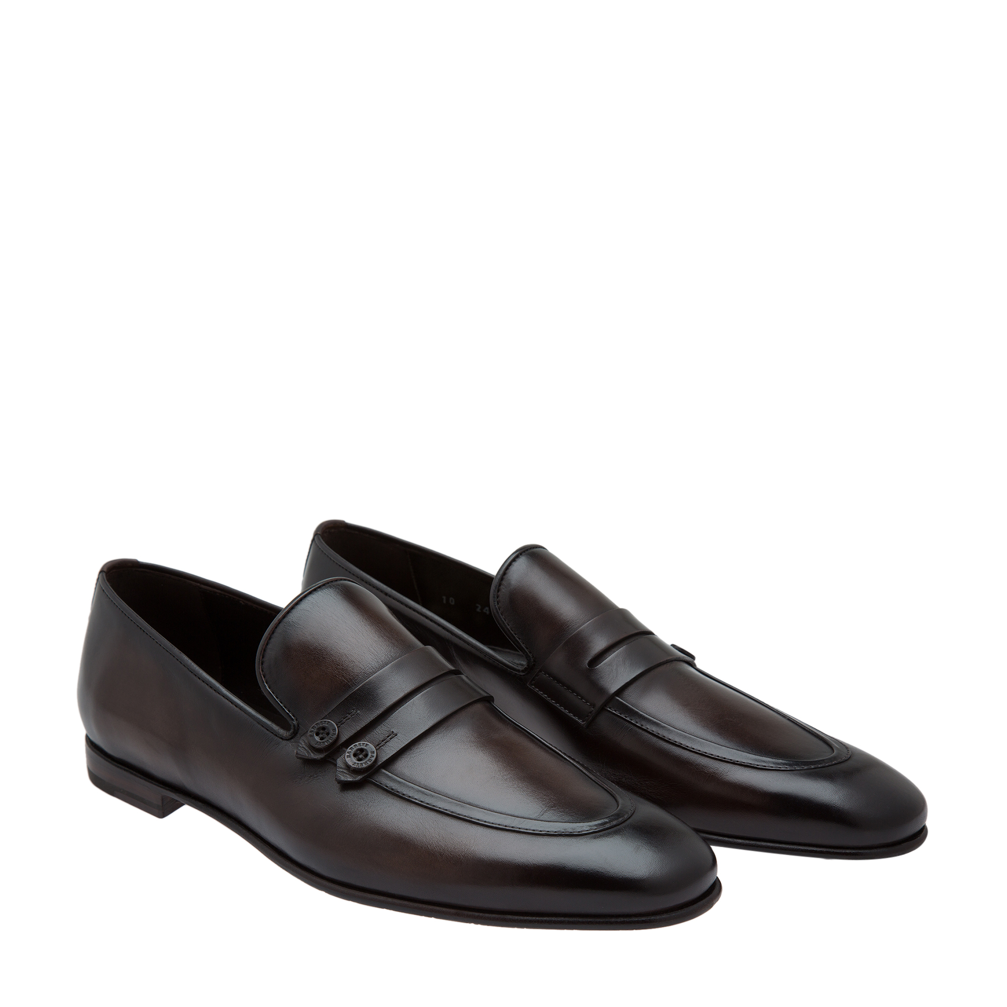 

Leather monk-strap loafers, Brown