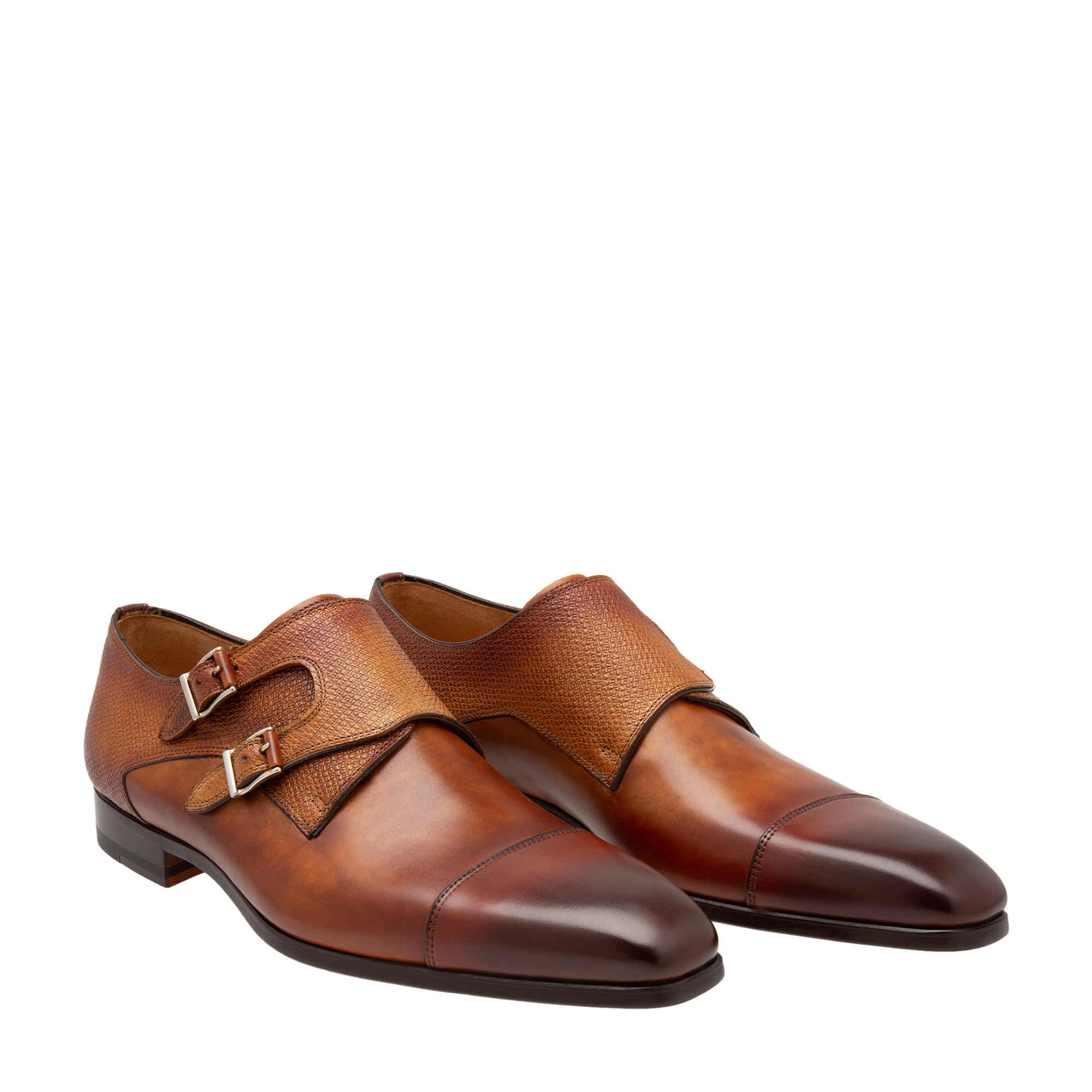 

Leather double-monk loafers, Brown