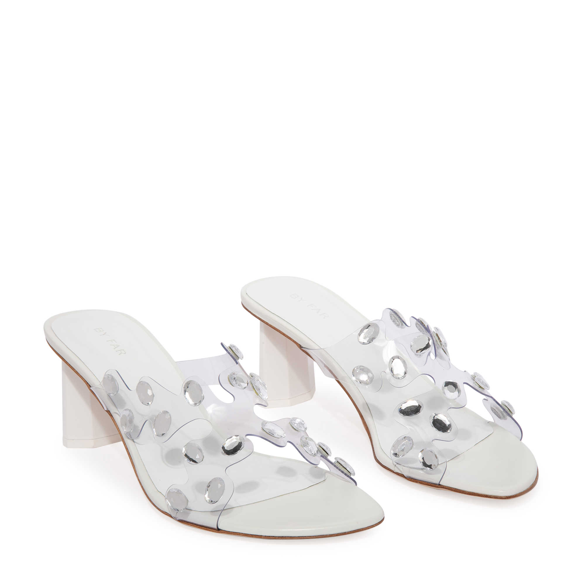 

Gorgeous plexi mules, White