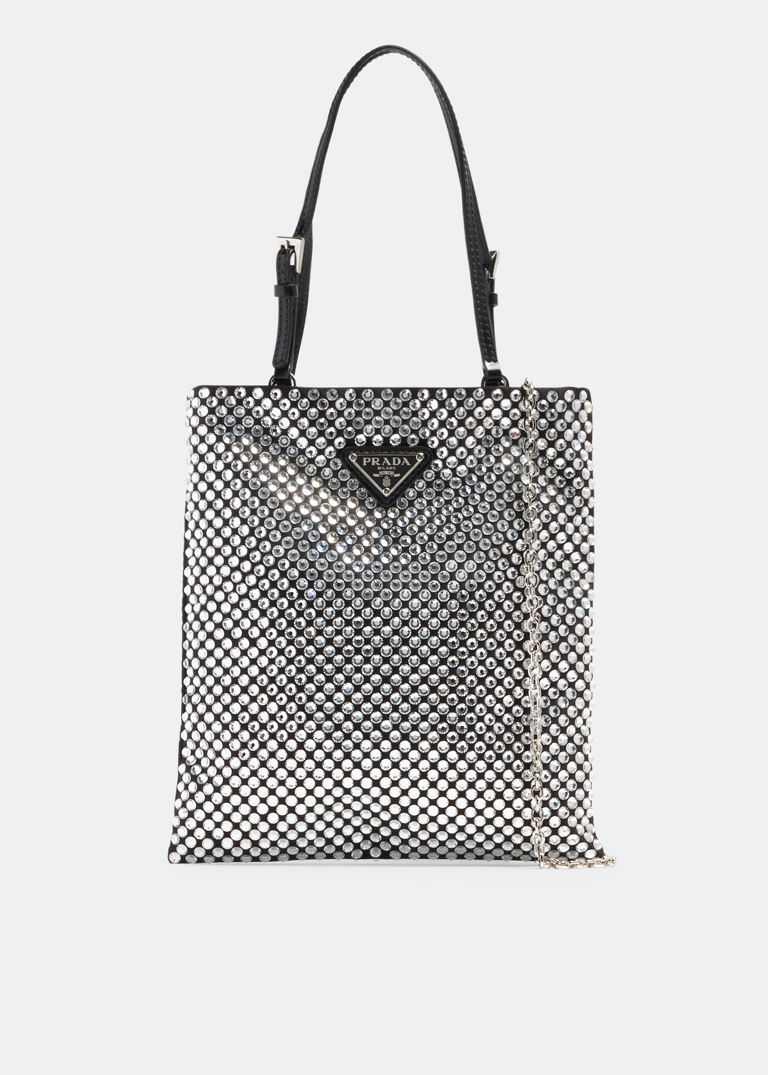 

Crystal satin handbag, Black