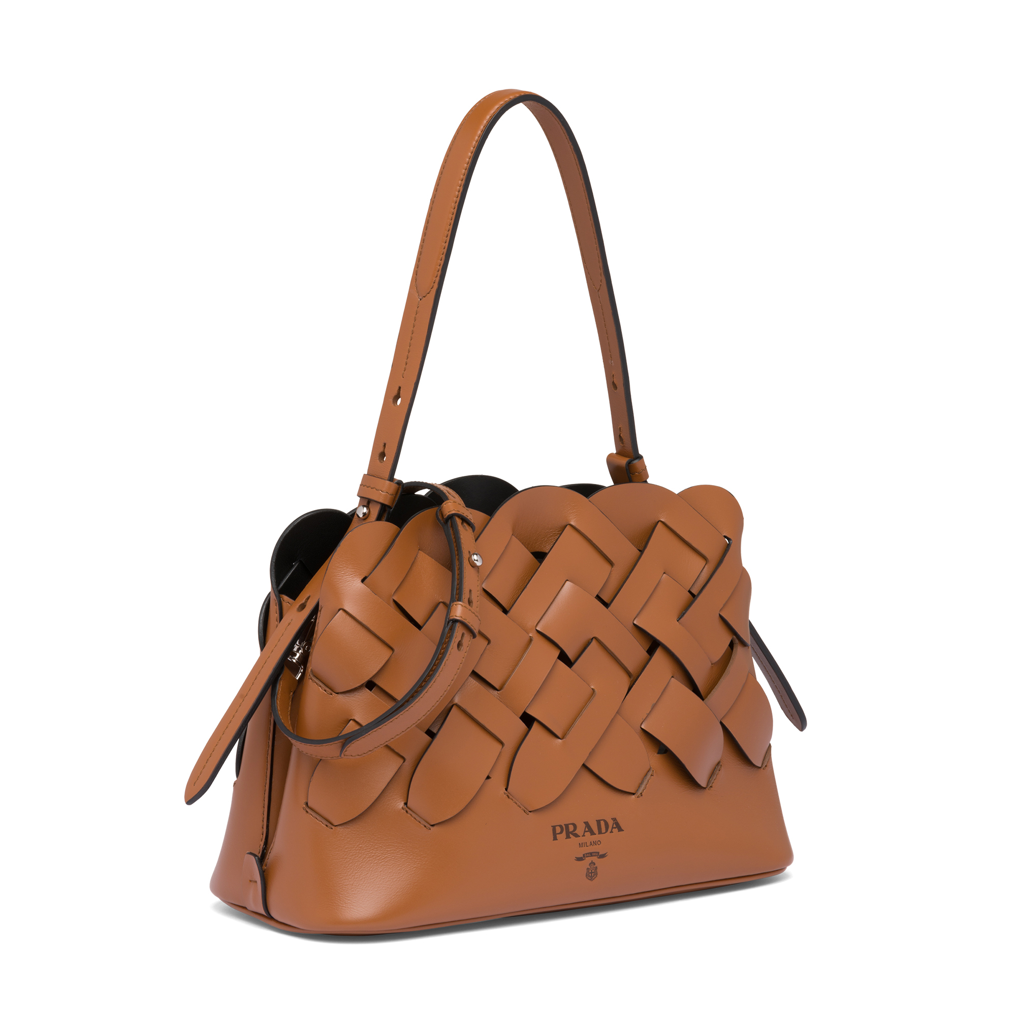 

Woven leather handbag, Brown