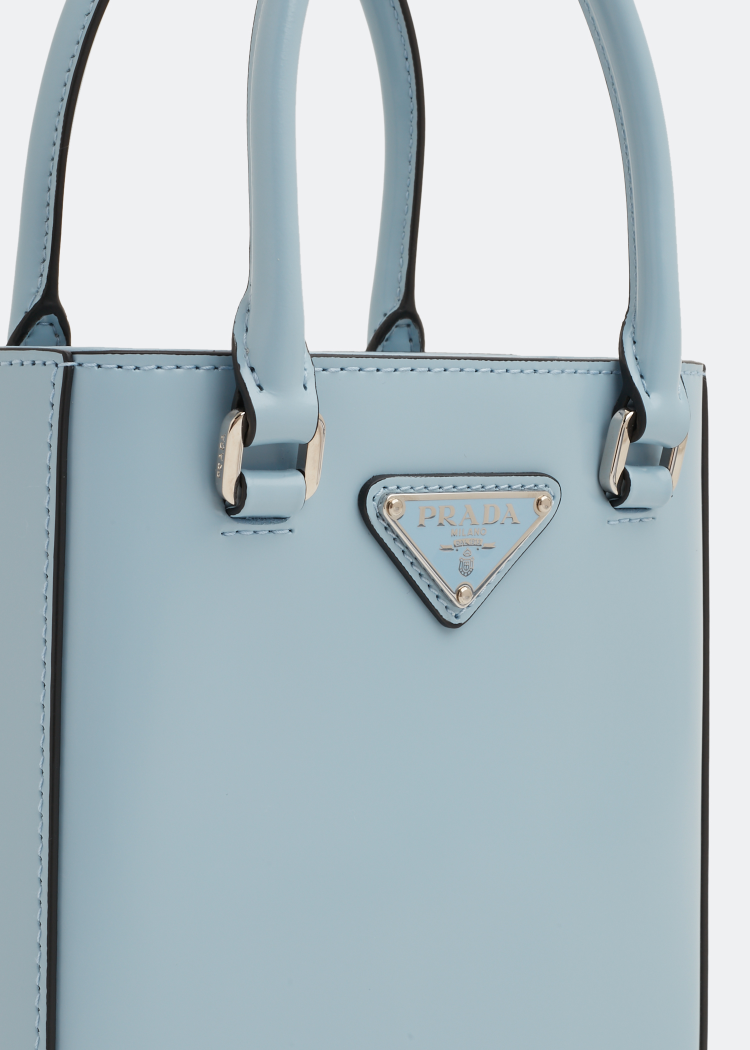 

Small brushed leather tote bag, Blue