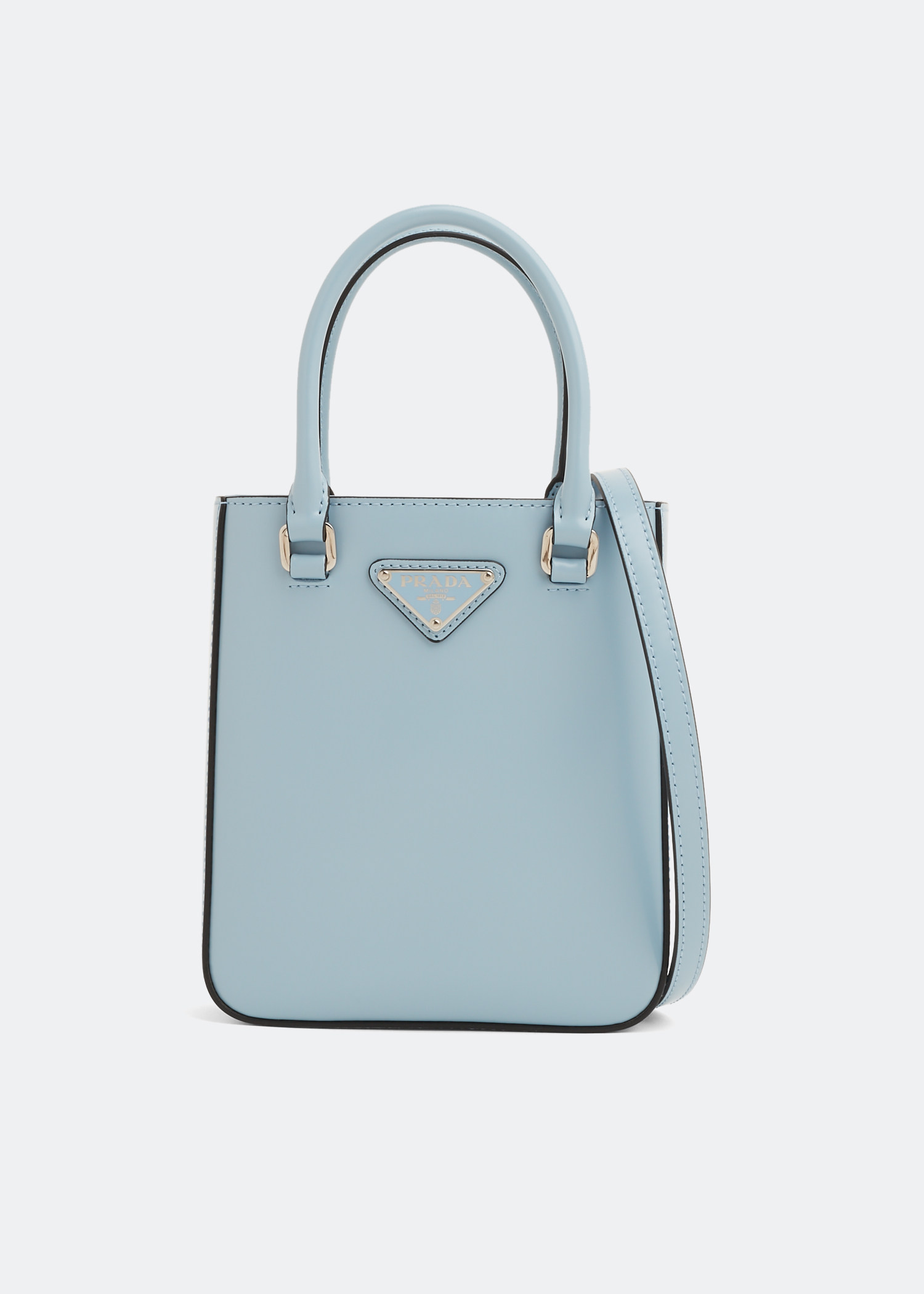 

Small brushed leather tote bag, Blue