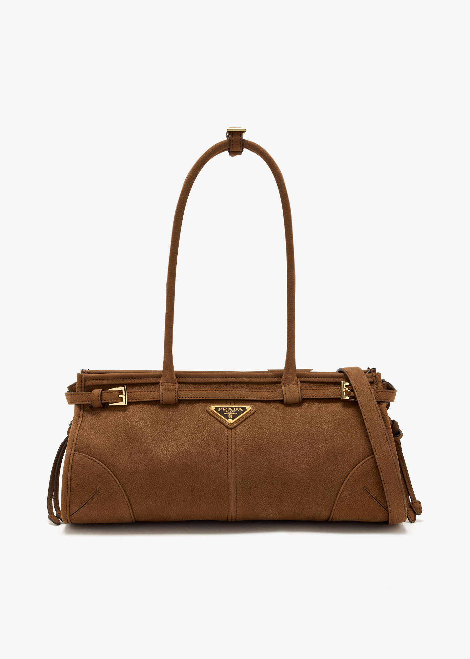

Prada Bonnie medium nubuck leather handbag, Brown