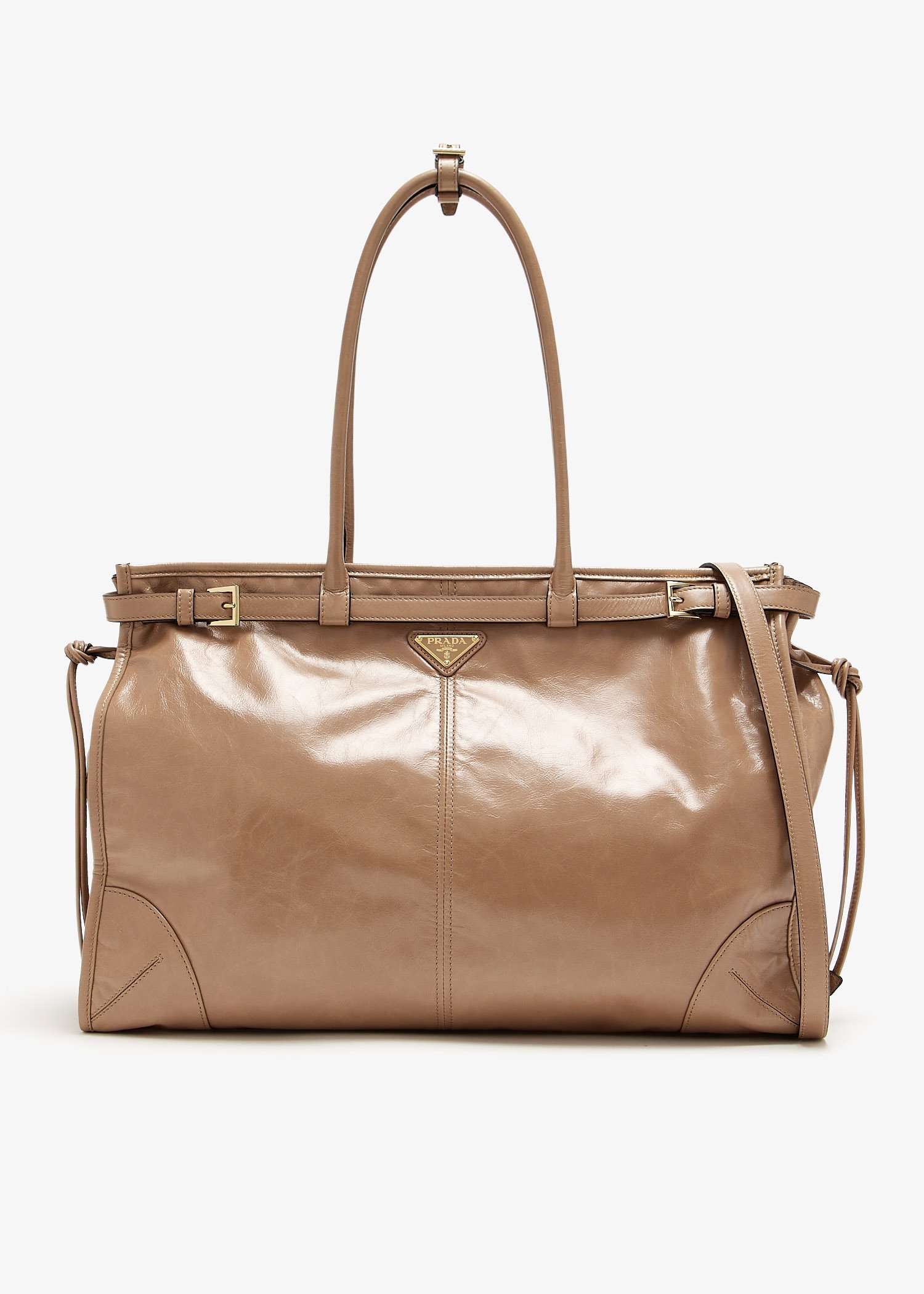 

Prada Bonnie extra large leather handbag, Beige