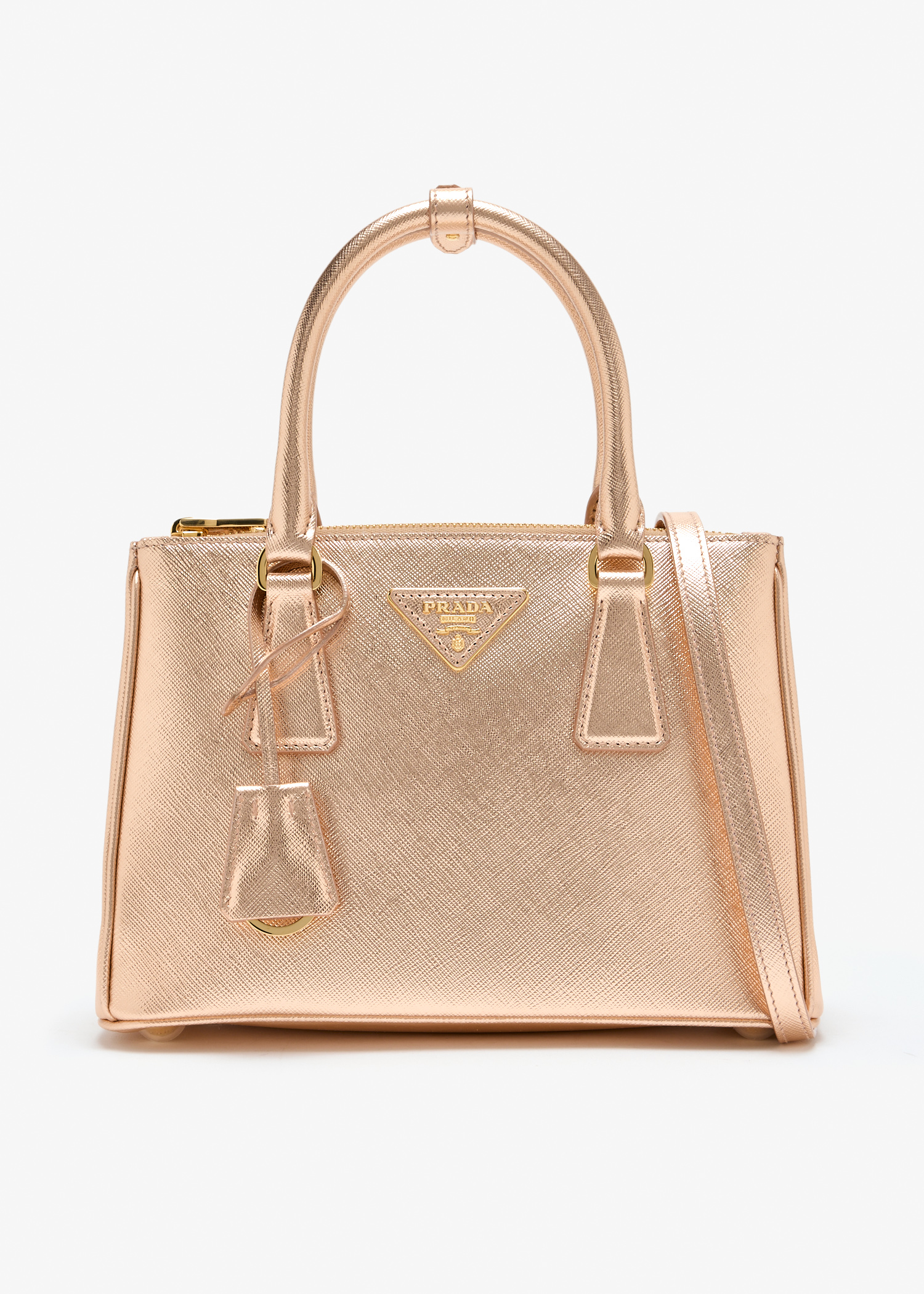 

Prada Galleria small patent saffiano leather bag, Rose gold