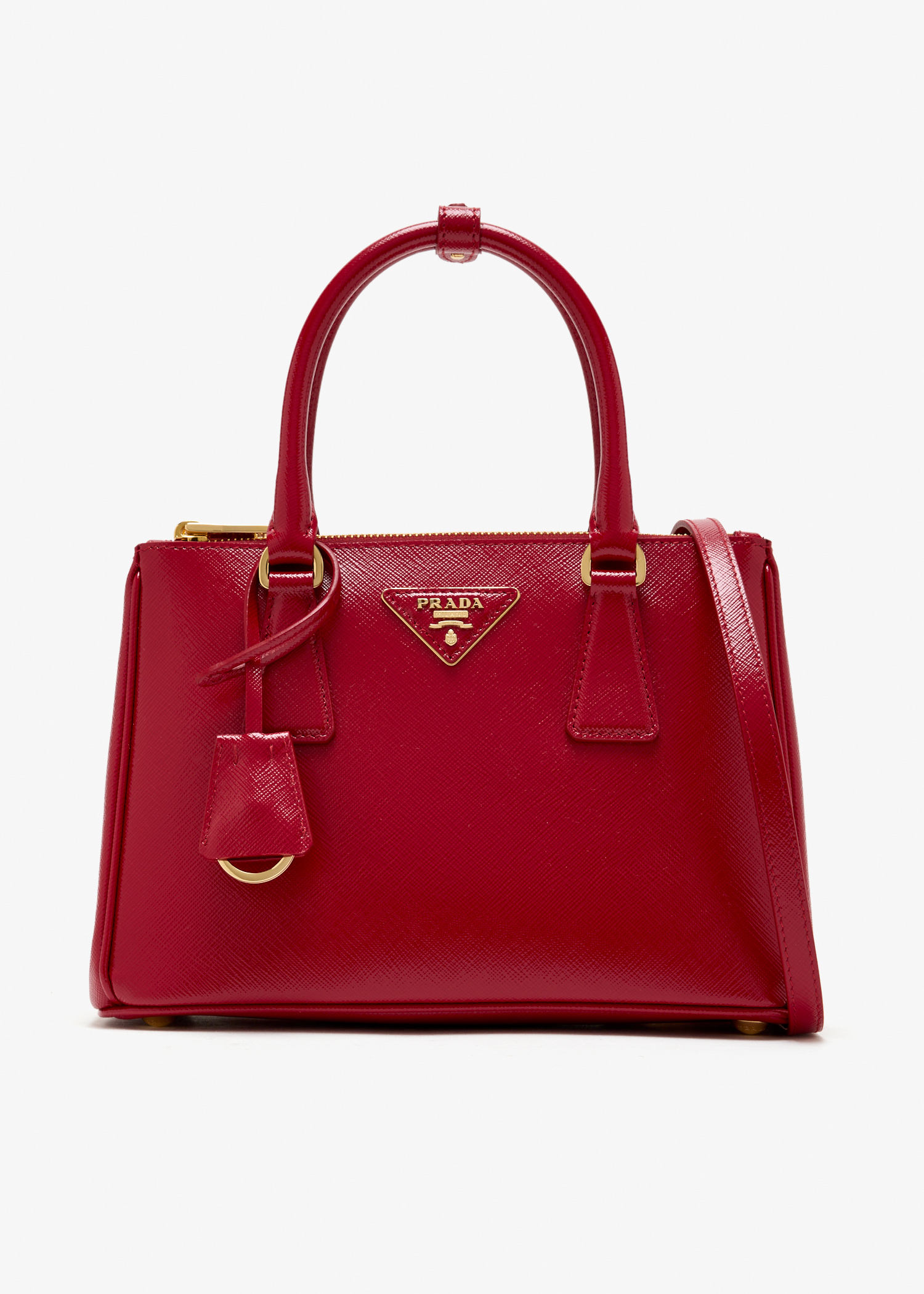 

Prada Galleria small patent saffiano leather bag, Red