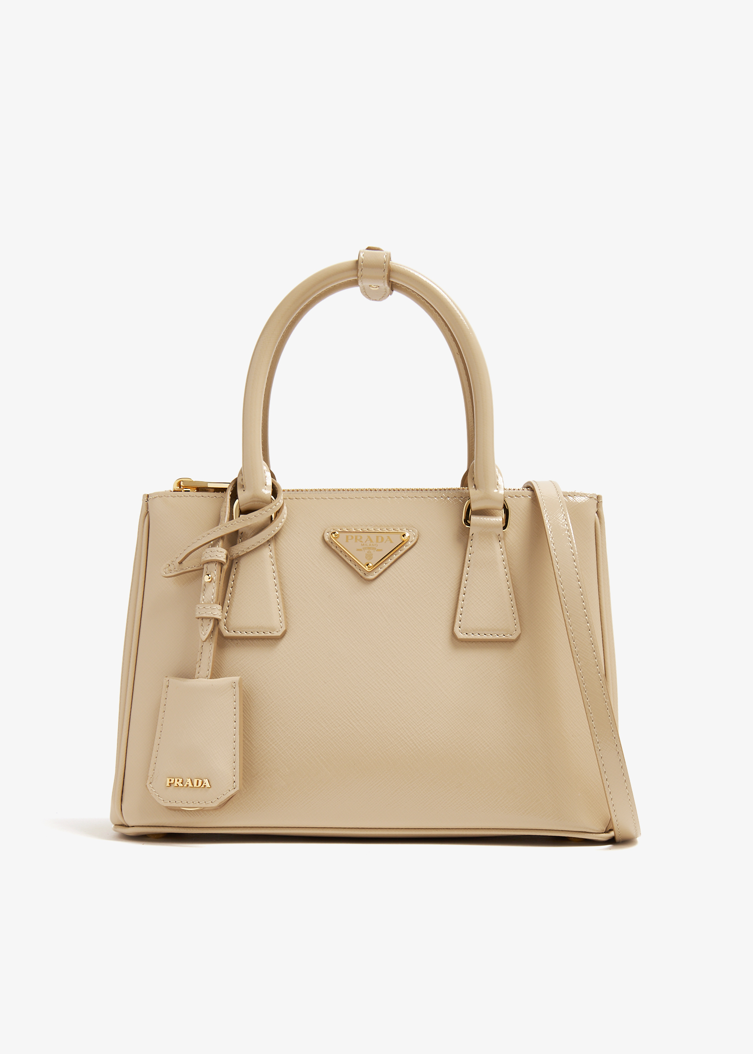 

Galleria Small Saffiano patent leather bag, Beige